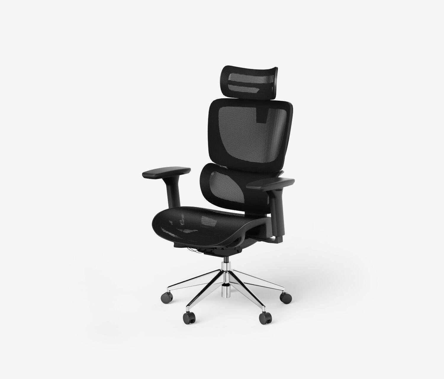 Sedia girevole da ufficio SENTA FX Mesh - Colore: Nero | Base a croce: Alluminio lucido | Molla & Altezza seduta: Normale, altezza seduta 53 - 62 cm