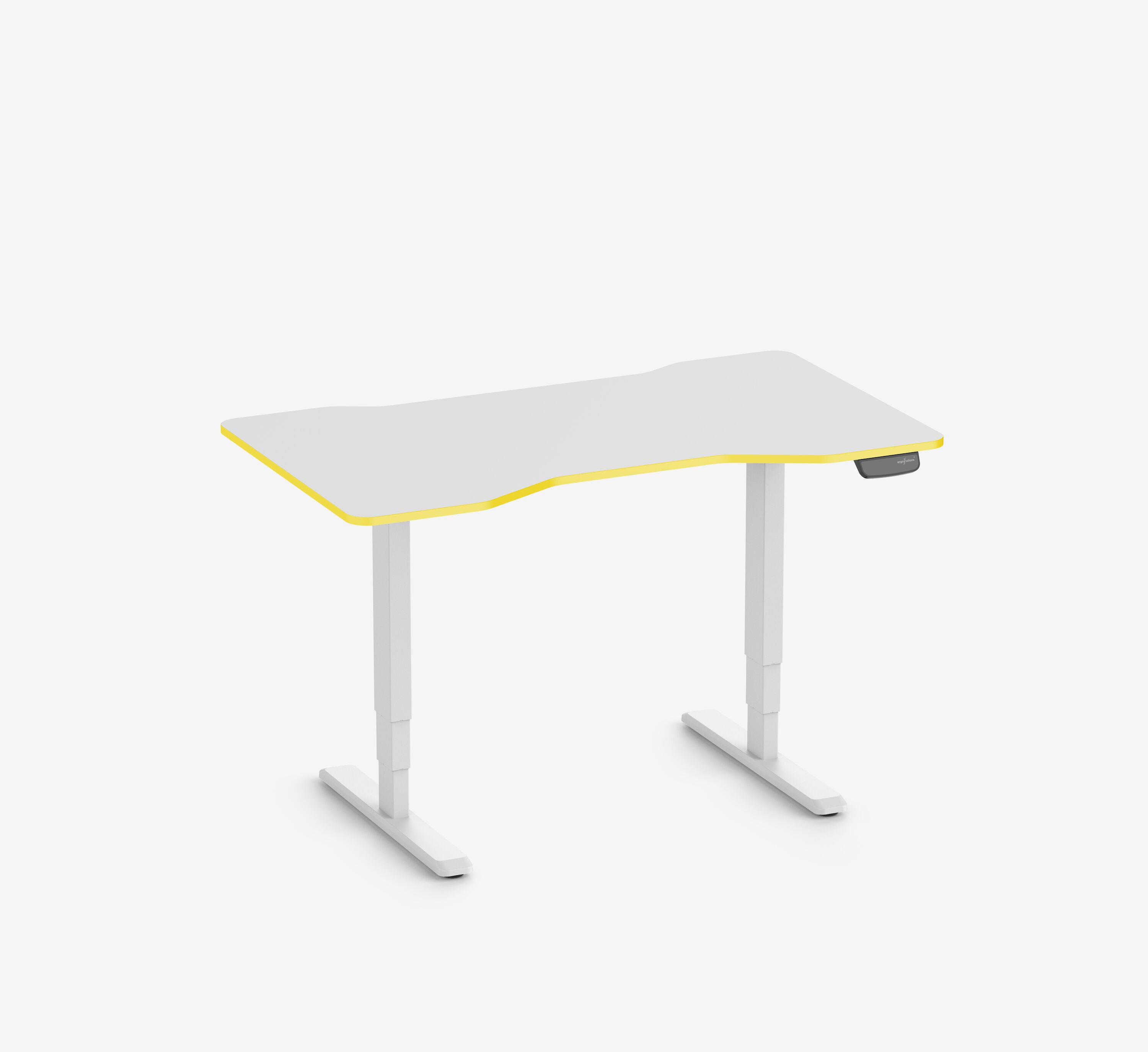 Scrivania da gaming PRIMUS - Colore: Bianco | Dimensione: 140x80 | Forma del piano: Rettangolare | Superficie: Classico | Colore bordo: Yellow Cab