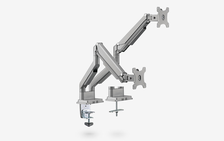 Braccio per monitor con pressione a gas Dual - argento