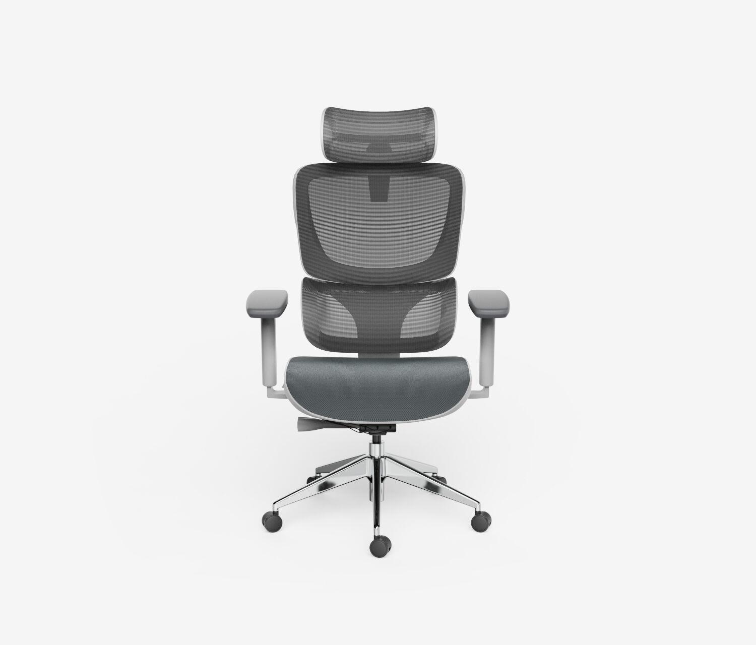 Sedia girevole da ufficio SENTA FX - Colore: Grigio | Molla & Altezza seduta: Alta, altezza seduta 53 - 64 cm | Base a croce: Alu poliert
