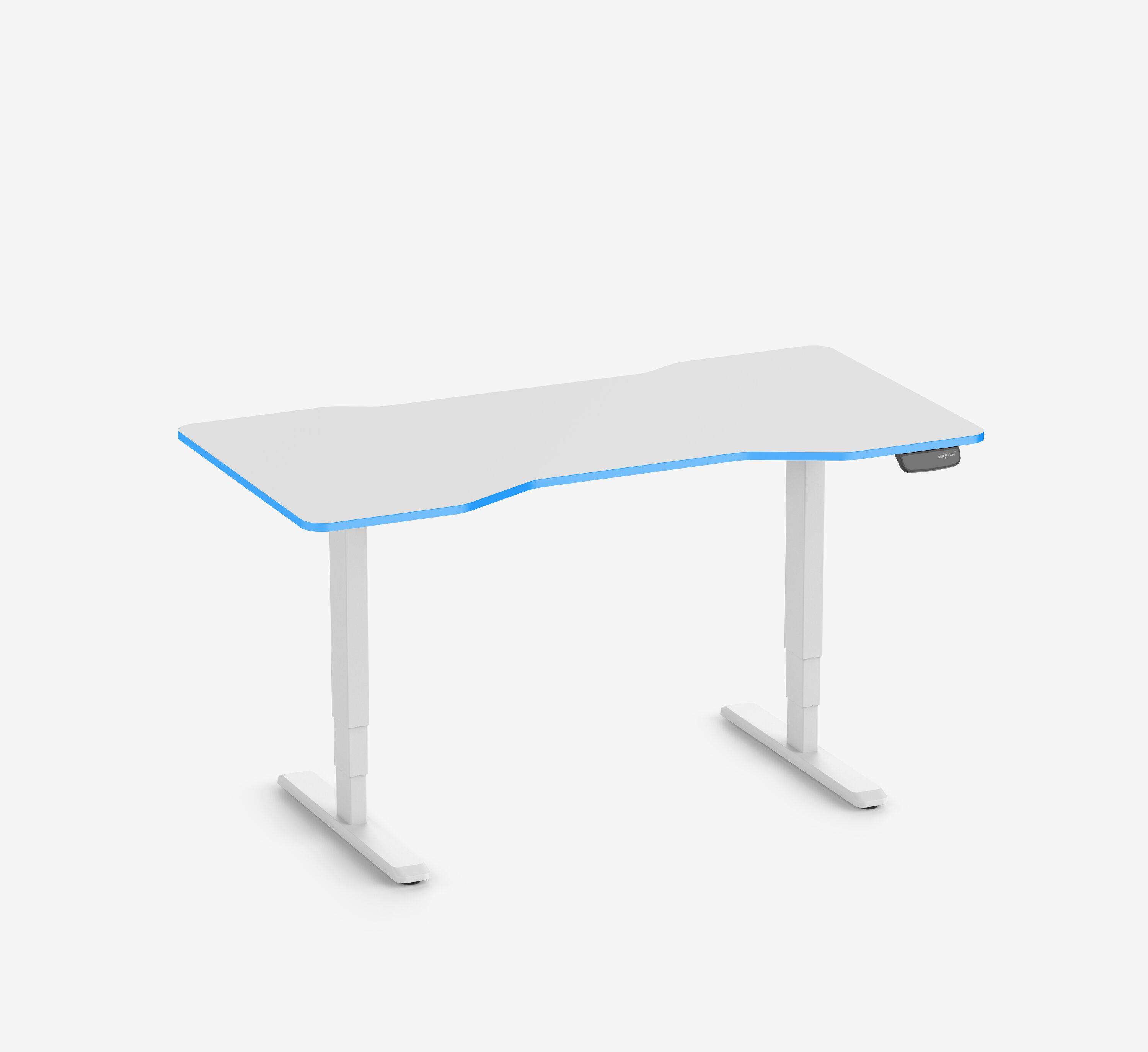 Scrivania da gaming PRIMUS - Colore: Bianco | Dimensione: 140x80 | Forma del piano: Rettangolare | Superficie: Classico | Colore bordo: Yellow Cab