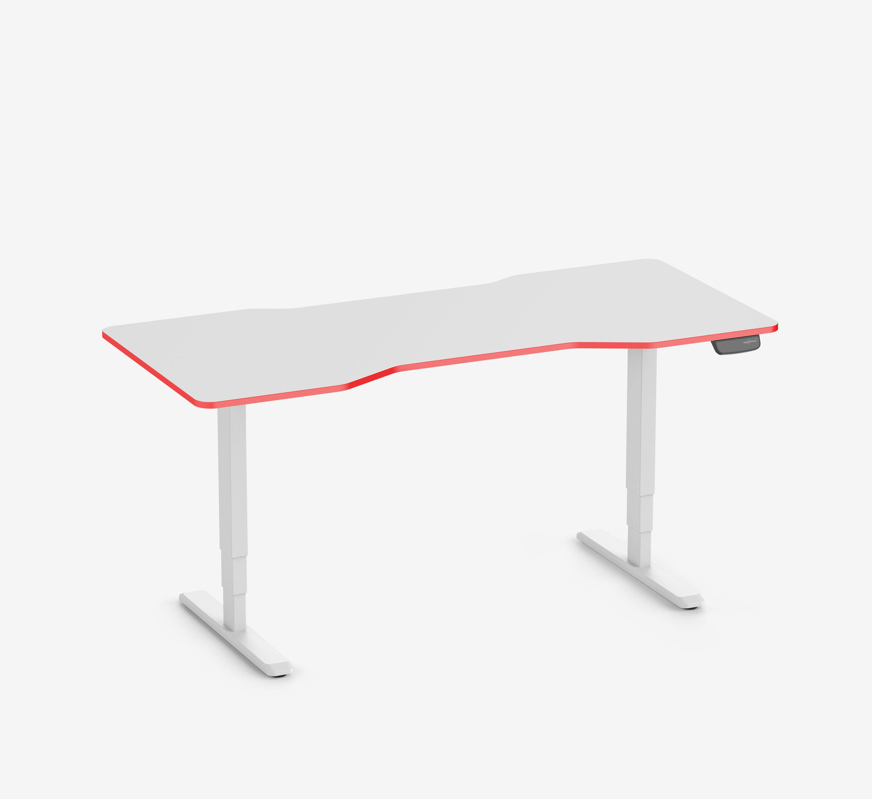 Scrivania da gaming PRIMUS - Colore: Bianco | Dimensione: 140x80 | Forma del piano: Rettangolare | Superficie: Classico | Colore bordo: Yellow Cab