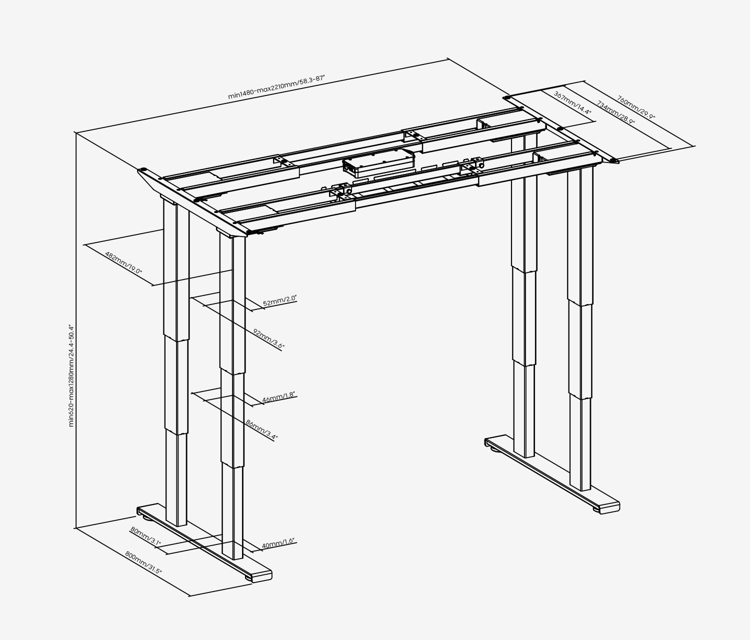 Telaio per tavolo per carichi pesanti PRIMUS XL