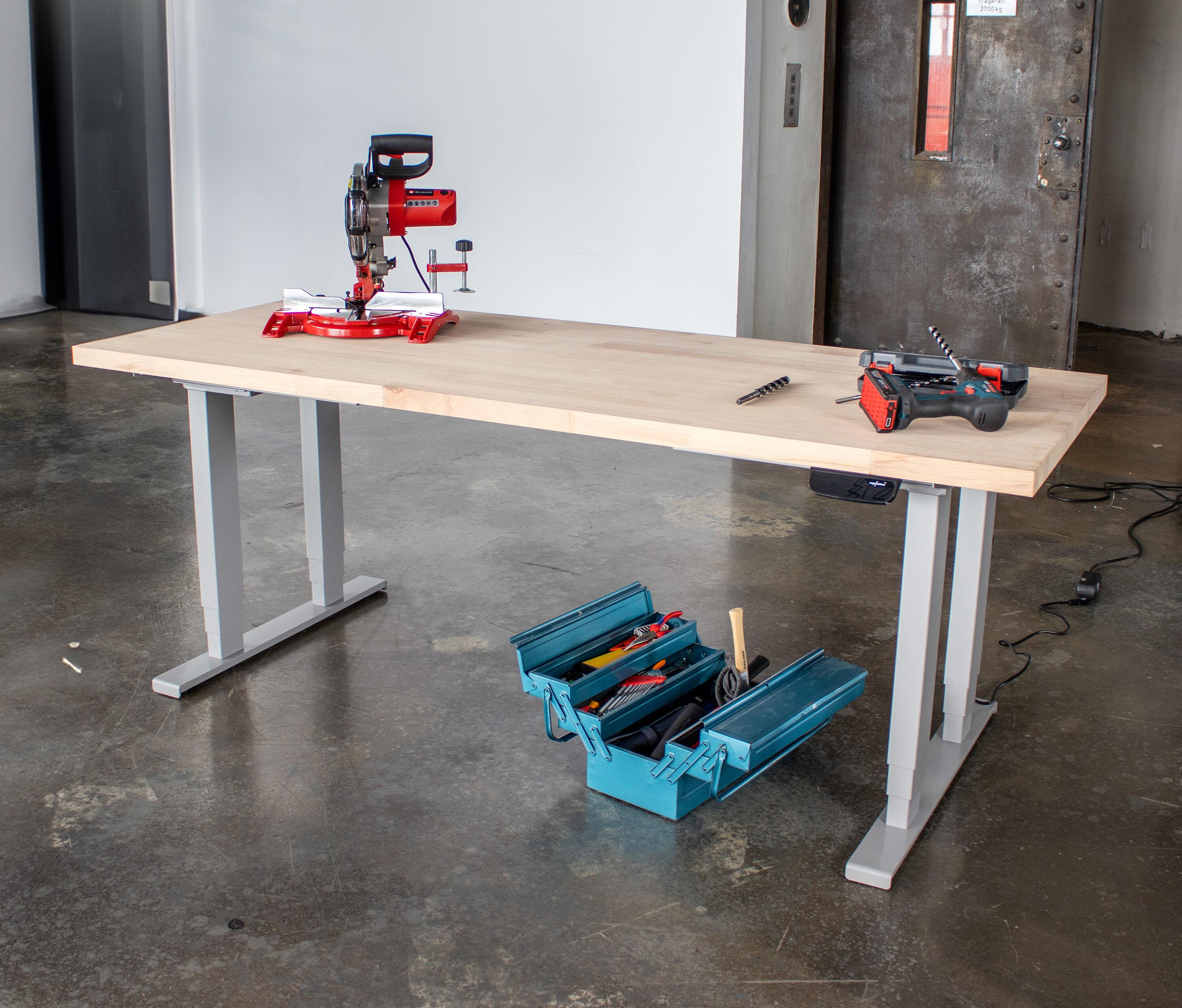 PRIMUS Schwerlasttisch, 2000 x 800 mm Schwarz Buchen Echtholzplatte