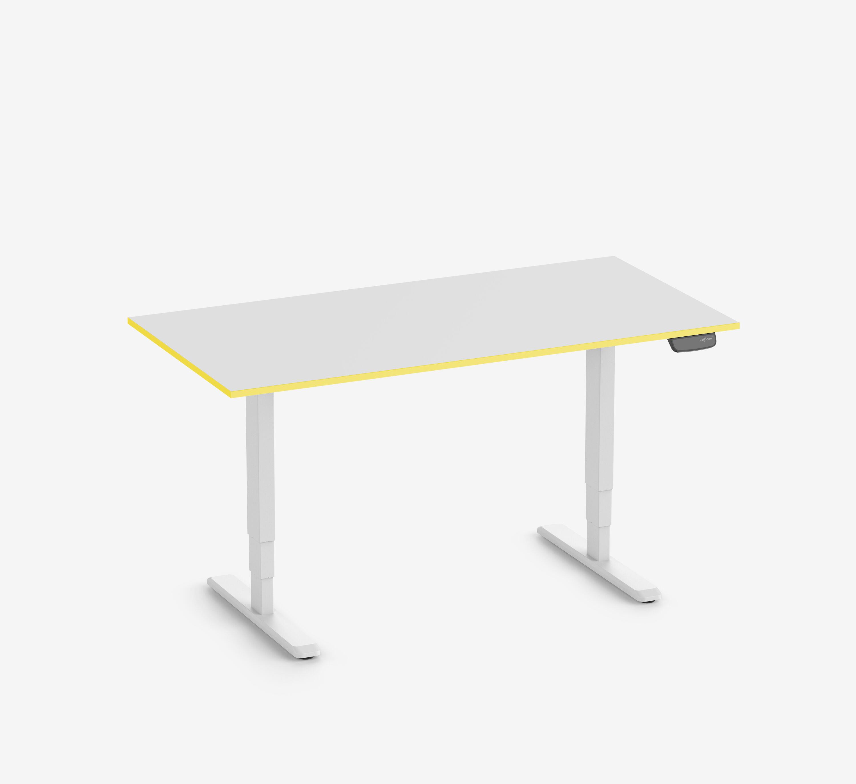 Scrivania da gaming PRIMUS - Colore: Bianco | Dimensione: 140x80 | Forma del piano: Rettangolare | Superficie: Classico | Colore bordo: Yellow Cab