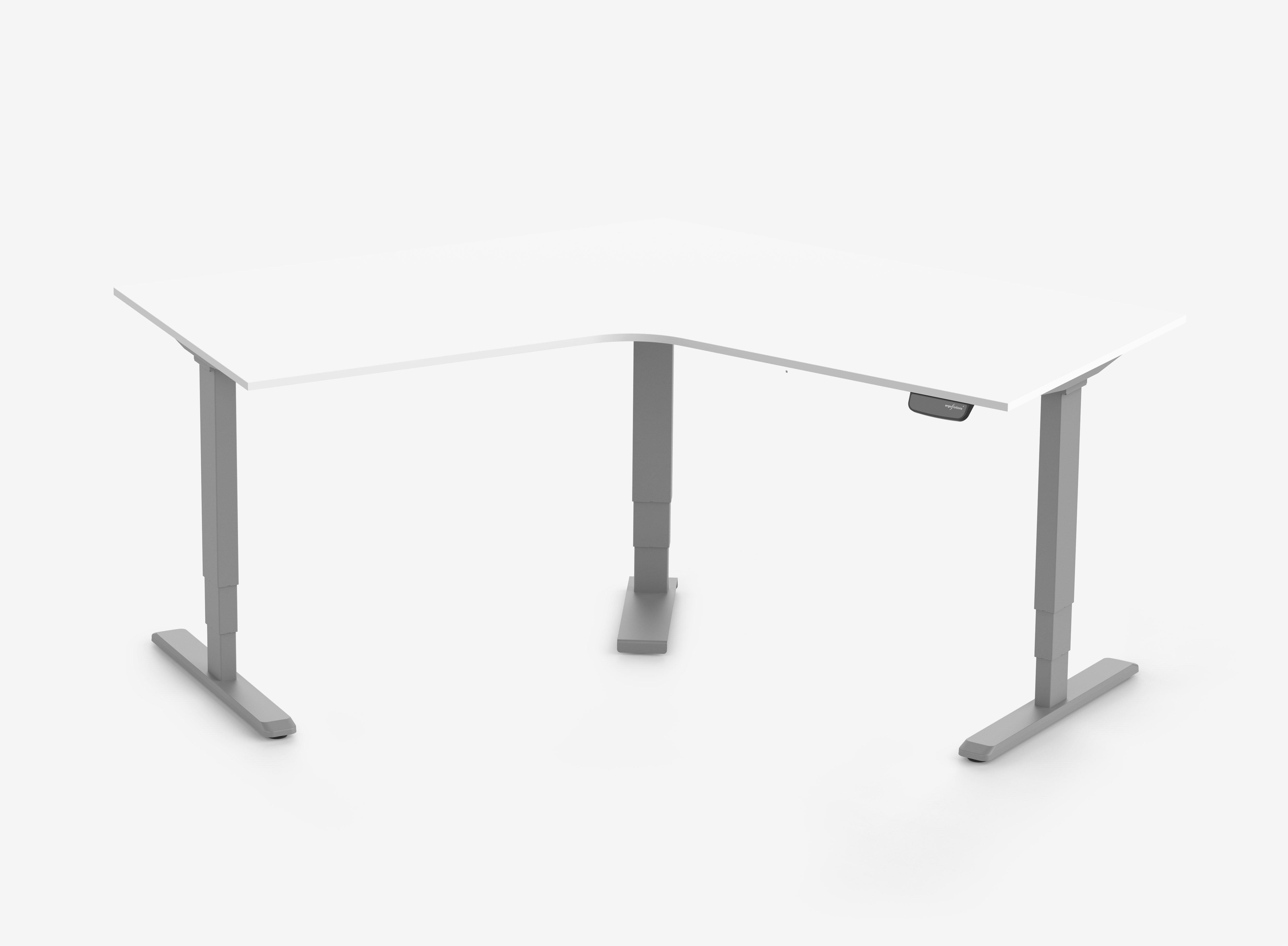 PRIMUS Scrivania angolare a L - Decoro: Bianco top | Struttura: Grigio | Dimensione del piano: 140x80
