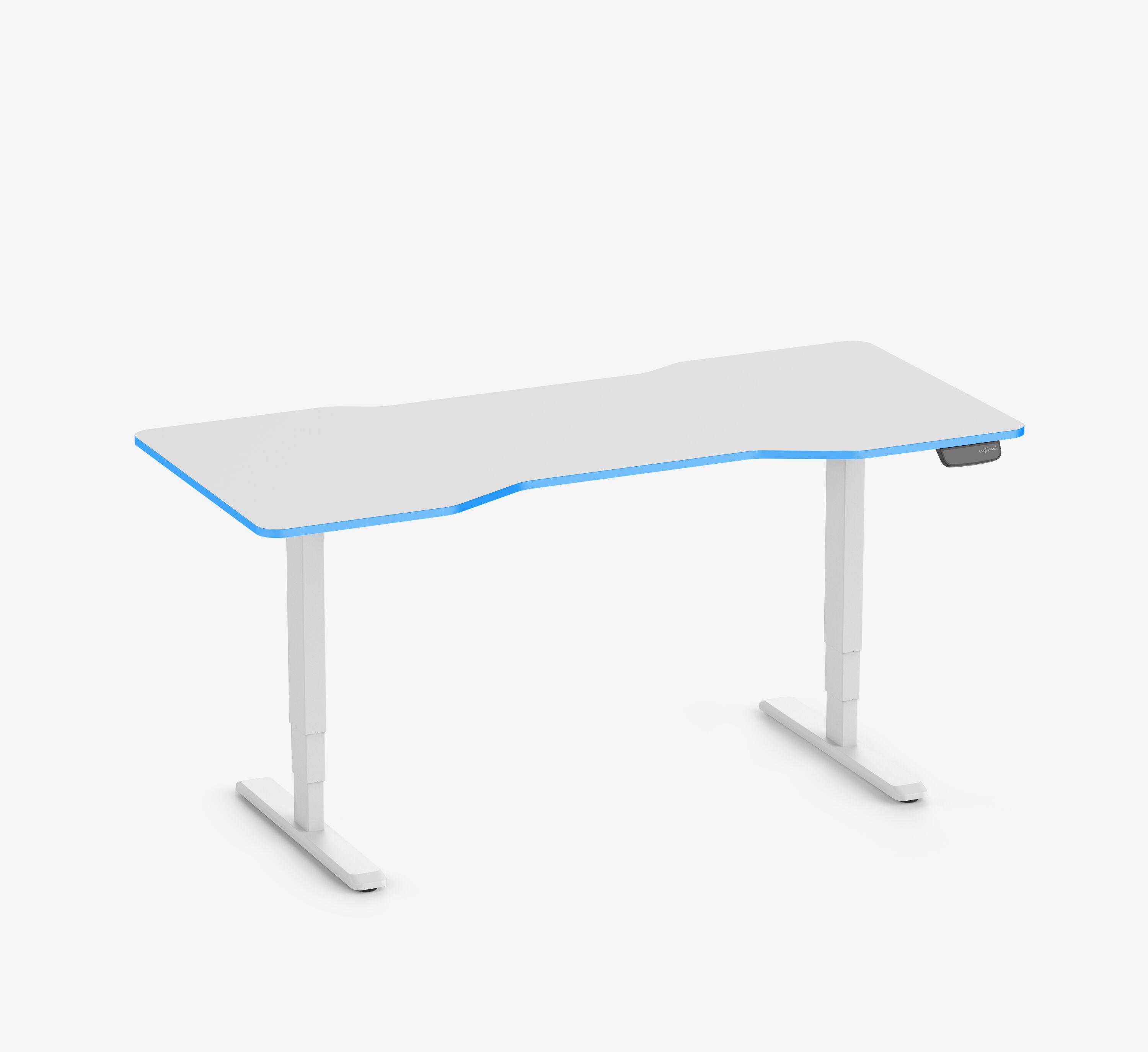 Scrivania da gaming PRIMUS - Colore: Bianco | Dimensione: 140x80 | Forma del piano: Rettangolare | Superficie: Classico | Colore bordo: Yellow Cab