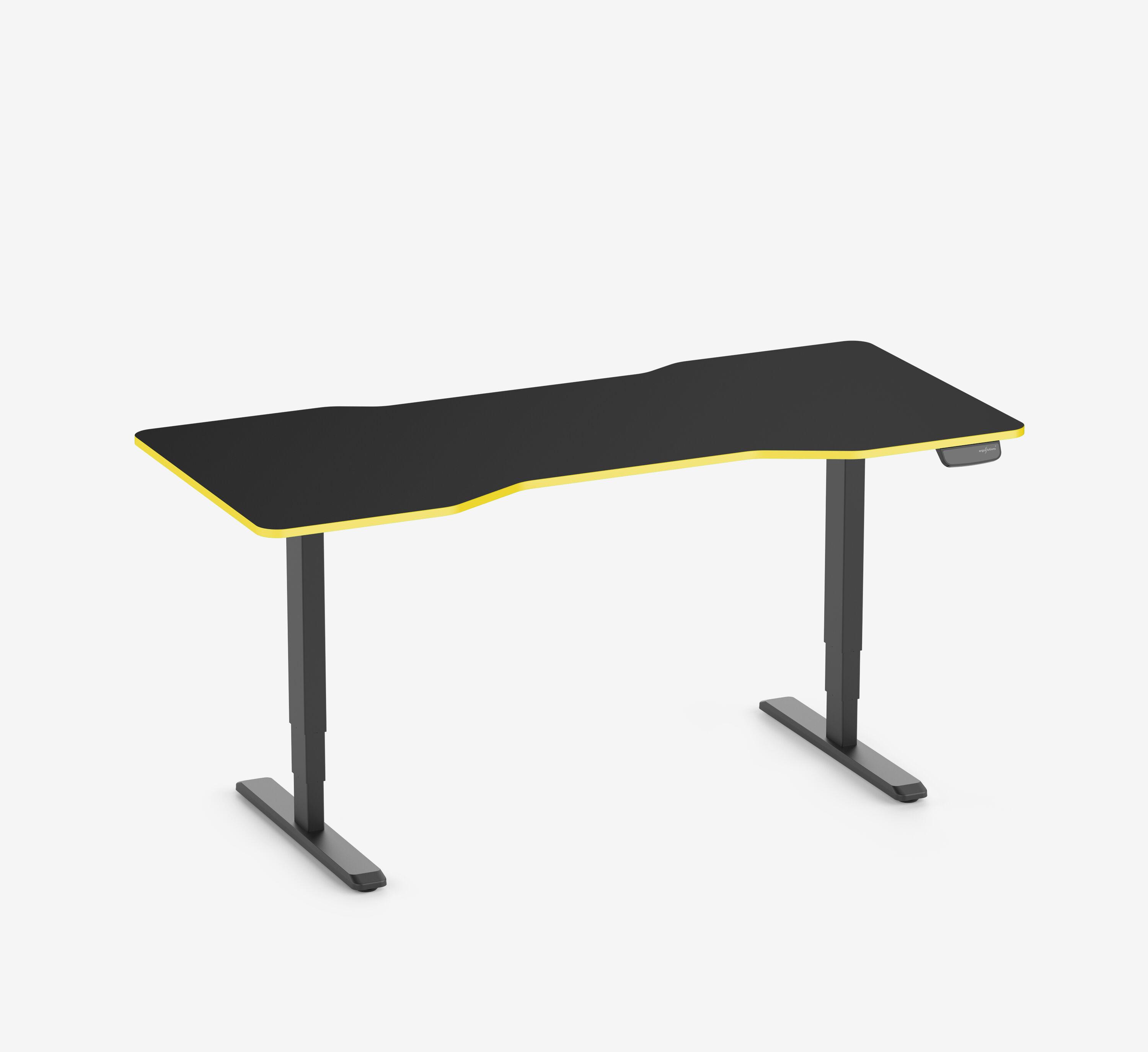 Scrivania da gaming PRIMUS - Colore: Bianco | Dimensione: 140x80 | Forma del piano: Rettangolare | Superficie: Classico | Colore bordo: Yellow Cab