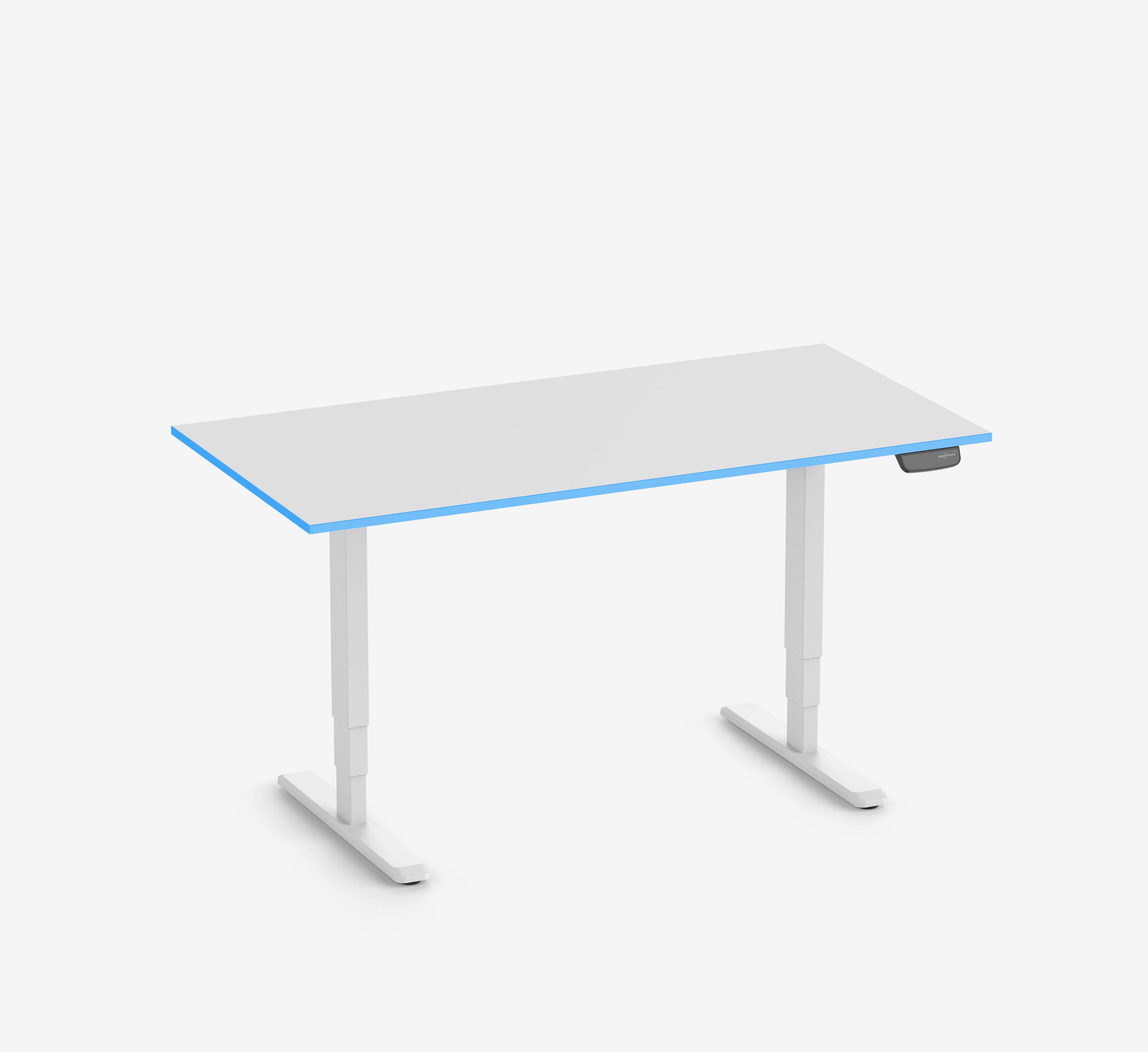 Scrivania da gaming PRIMUS - Colore: Bianco | Dimensione: 140x80 | Forma del piano: Rettangolare | Superficie: Classico | Colore bordo: Yellow Cab