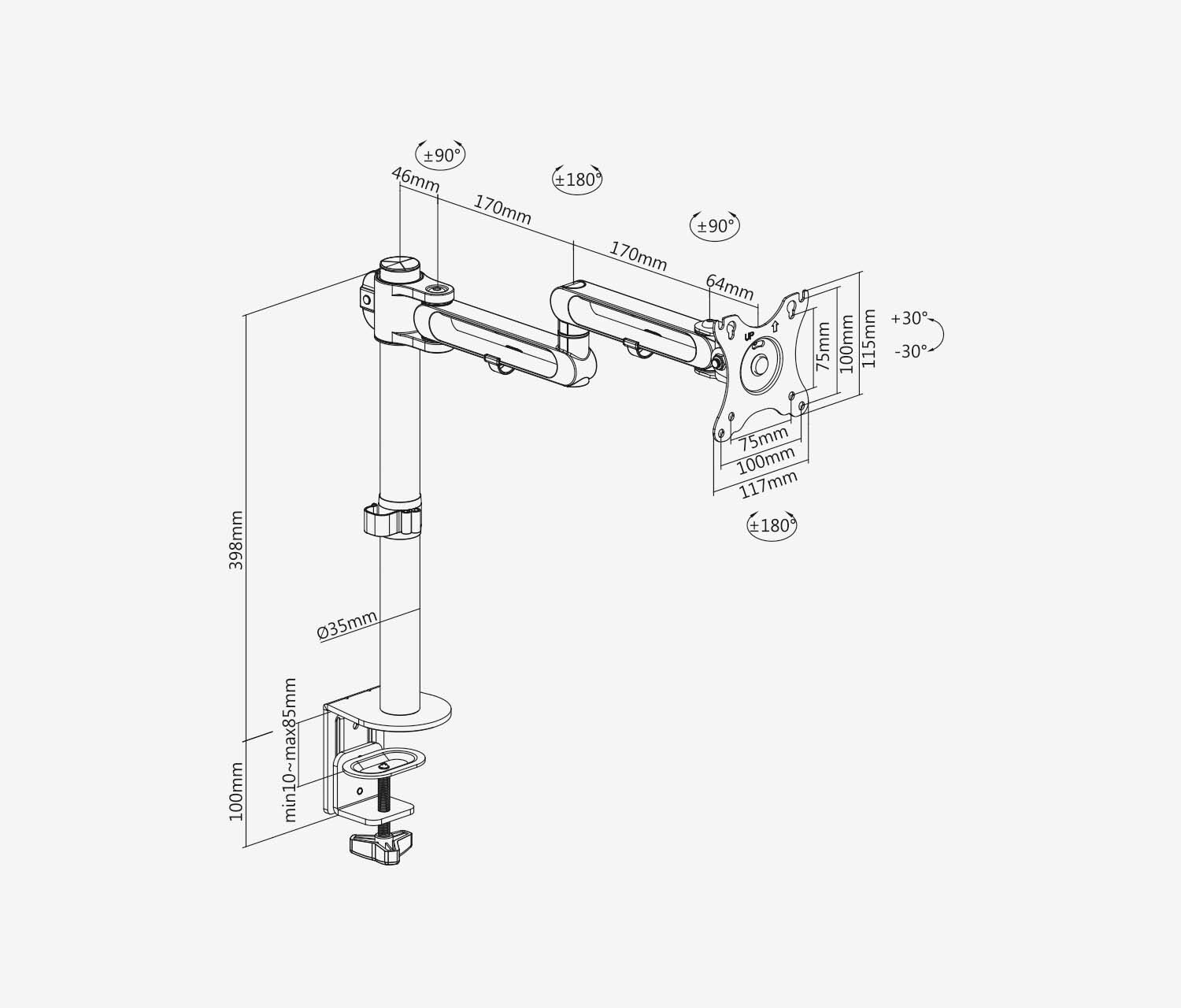 Braccio per monitor Single