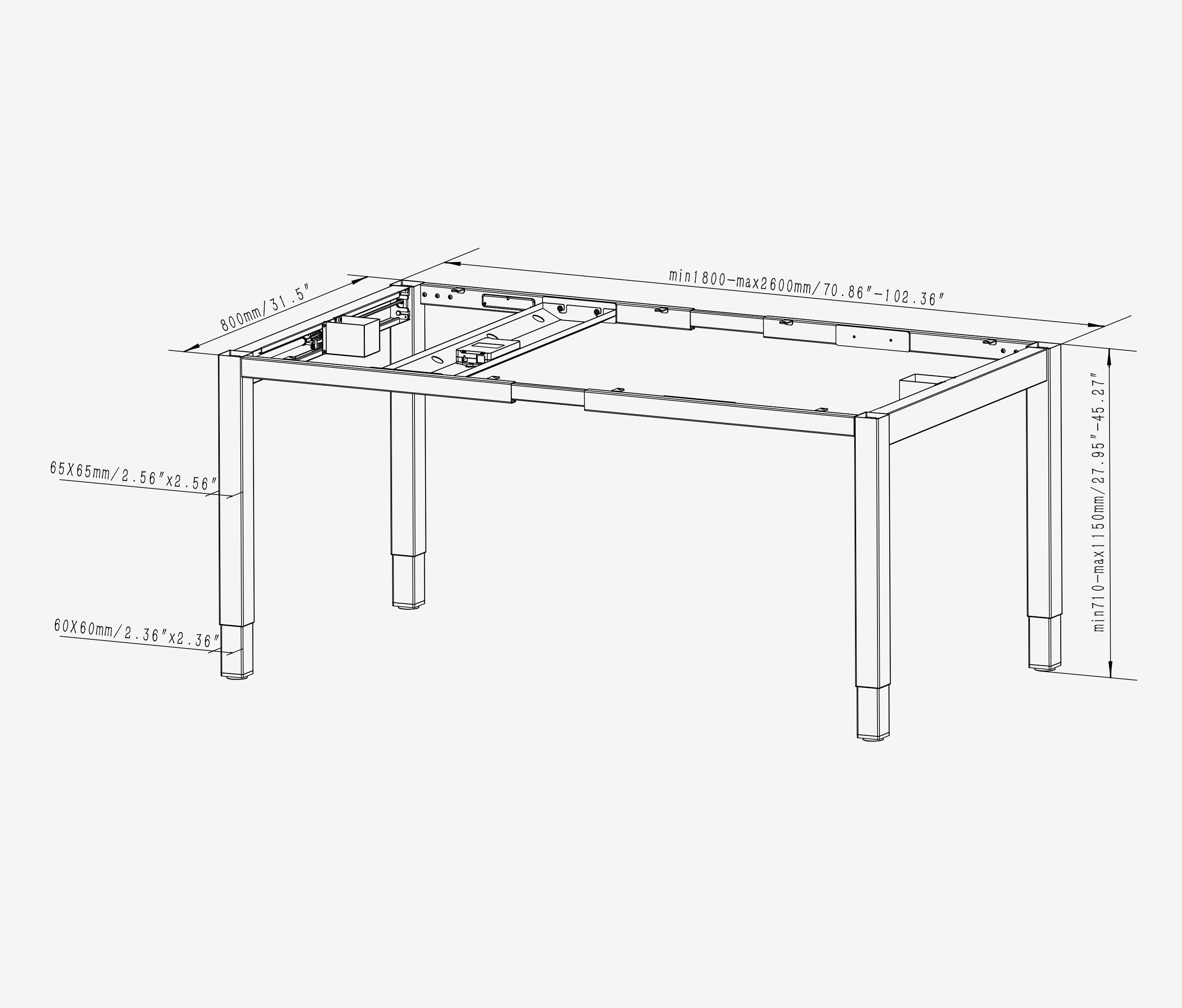 Scrivania PRIMUS a 4 gambe XL