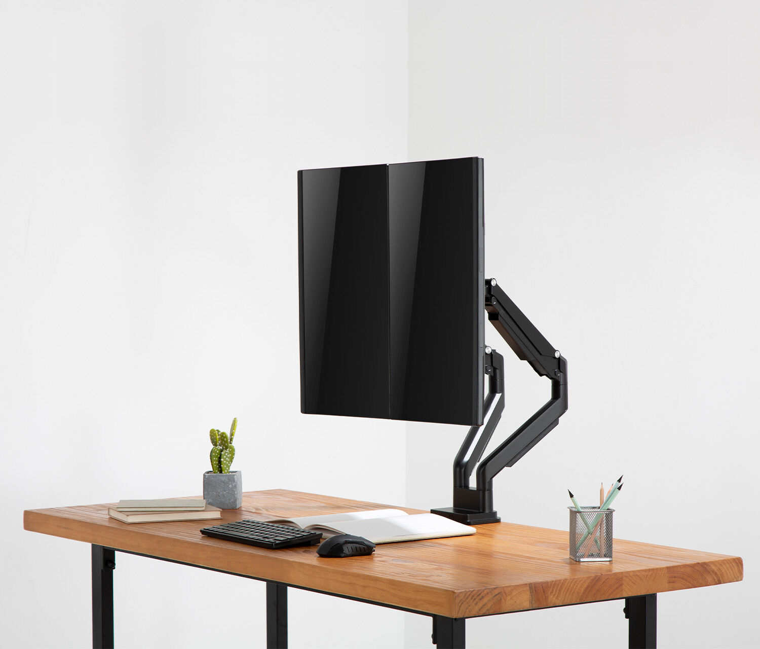 Braccio per monitor con pressione a gas Dual - nero