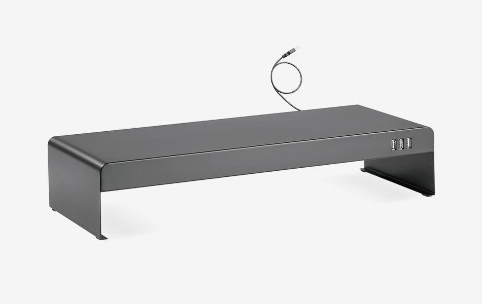 Rialzo per monitor in acciaio con hub USB triplo