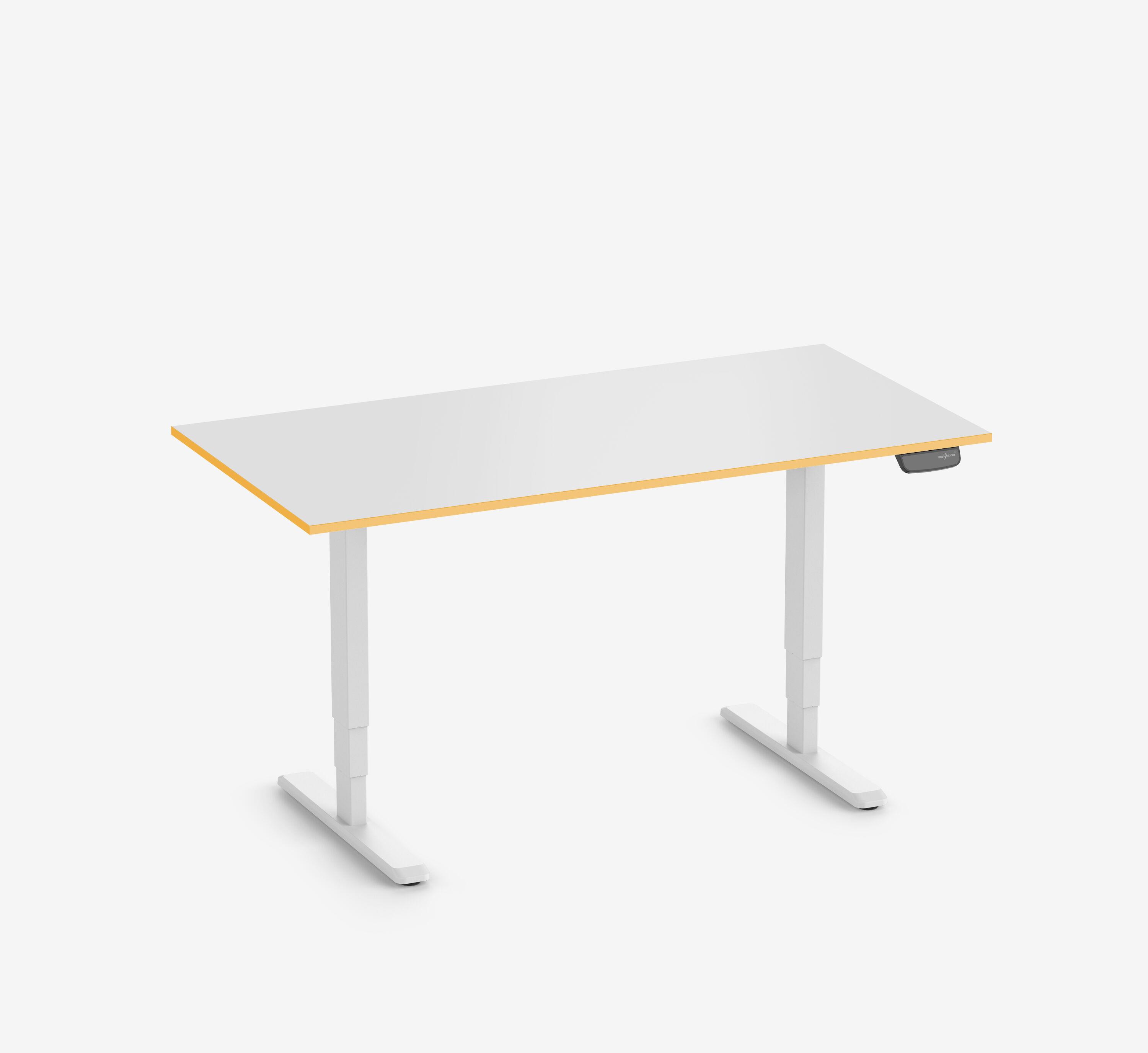 Scrivania da gaming PRIMUS - Colore: Bianco | Dimensione: 140x80 | Forma del piano: Rettangolare | Superficie: Classico | Colore bordo: Yellow Cab