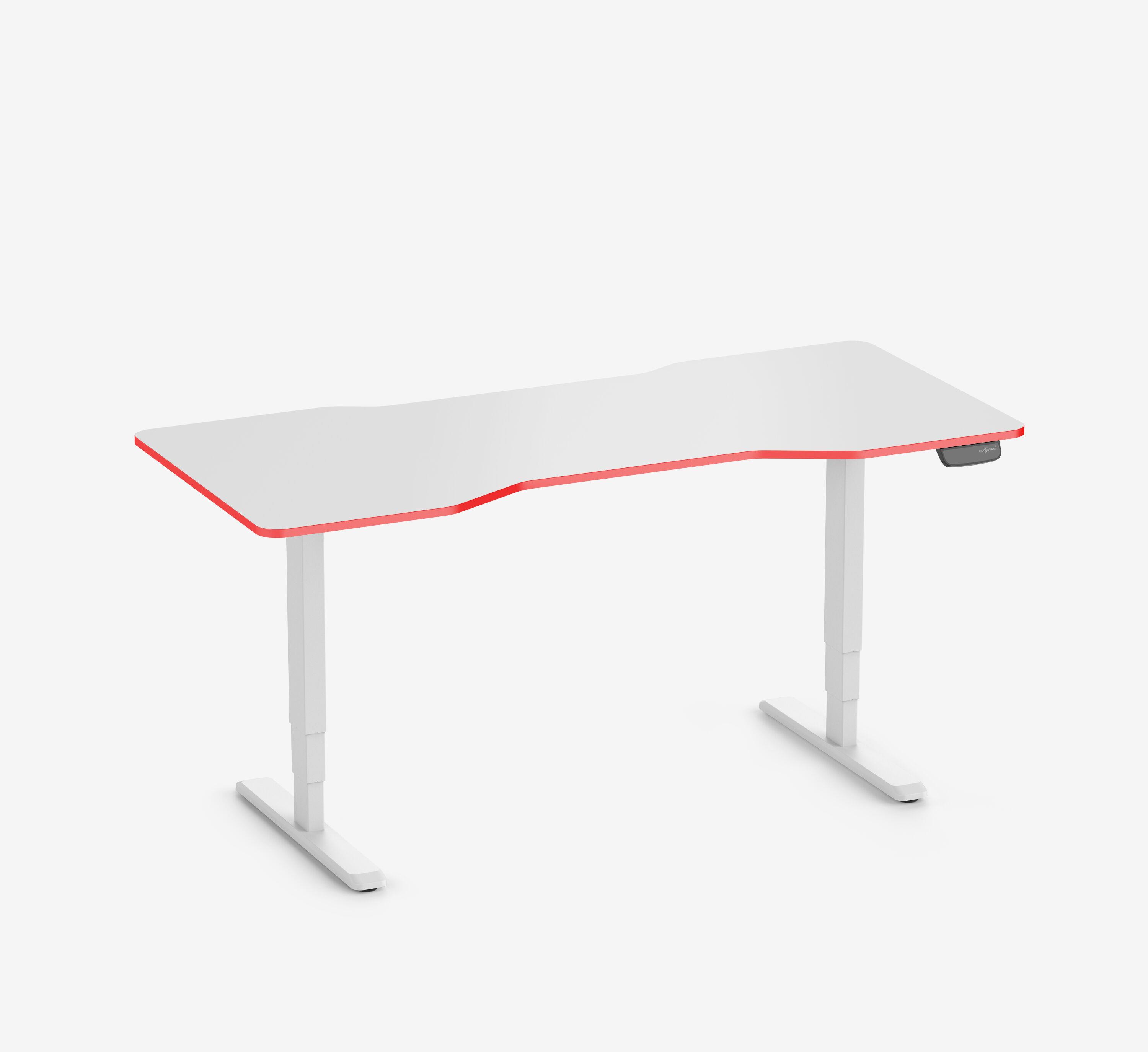 Scrivania da gaming PRIMUS - Colore: Bianco | Dimensione: 140x80 | Forma del piano: Rettangolare | Superficie: Classico | Colore bordo: Yellow Cab