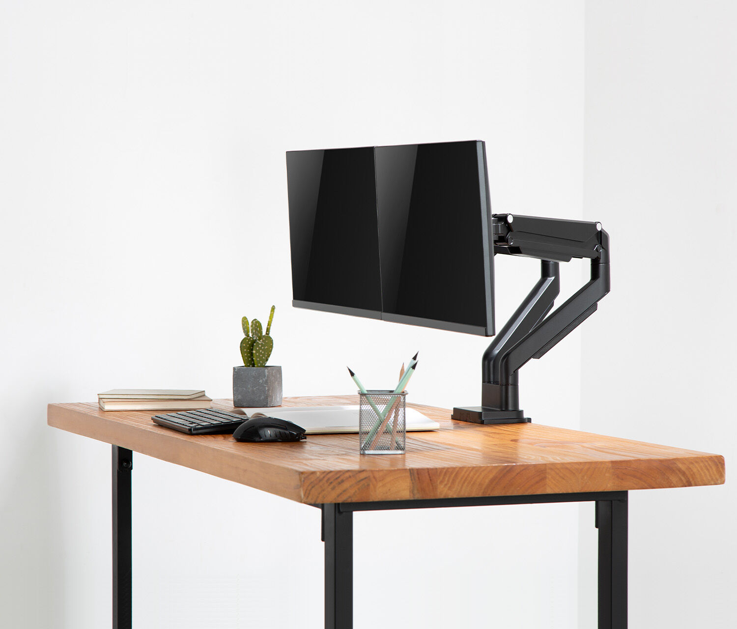 Braccio per monitor con pressione a gas Dual - nero