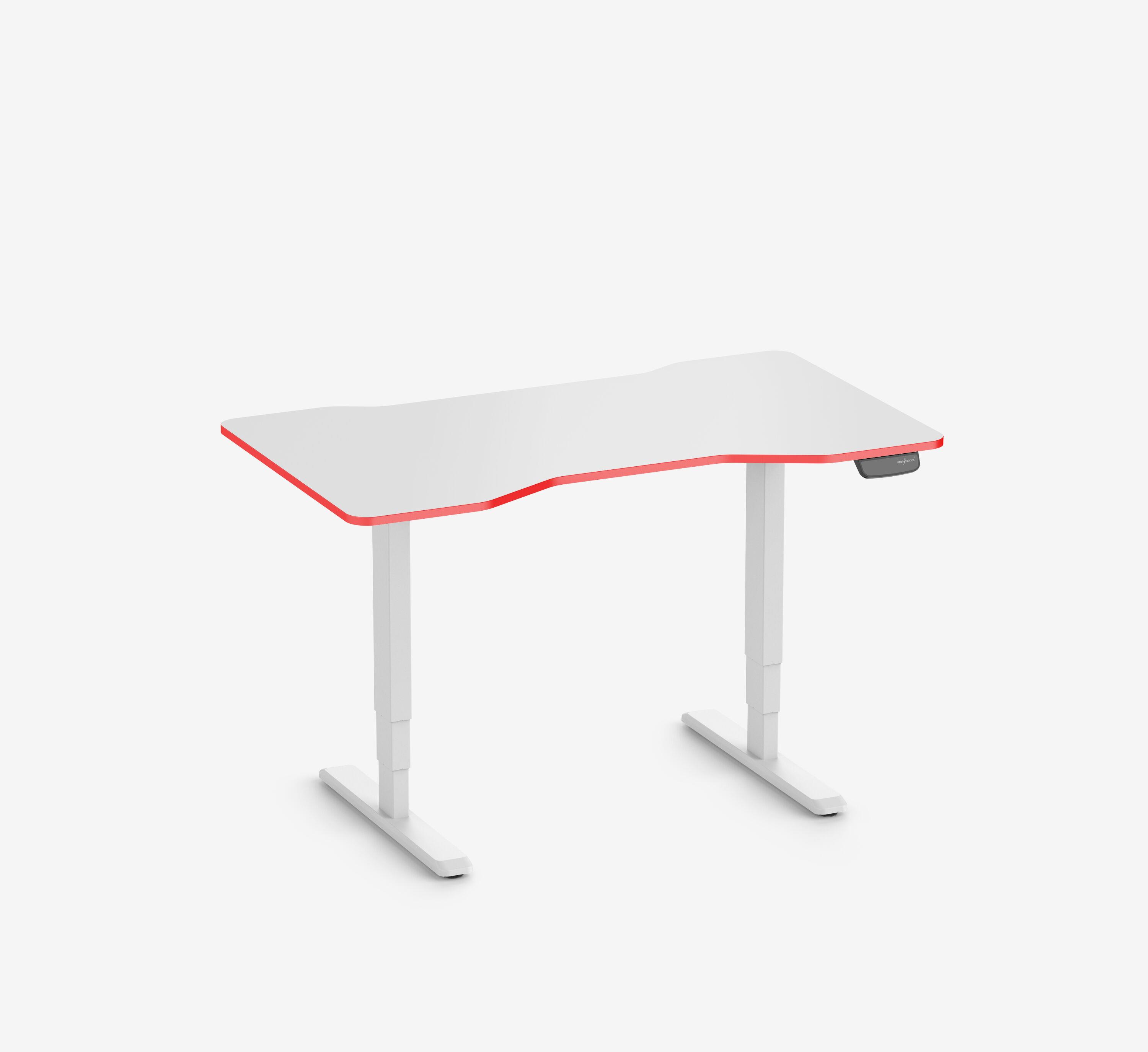 Scrivania da gaming PRIMUS - Colore: Bianco | Dimensione: 140x80 | Forma del piano: Rettangolare | Superficie: Classico | Colore bordo: Yellow Cab