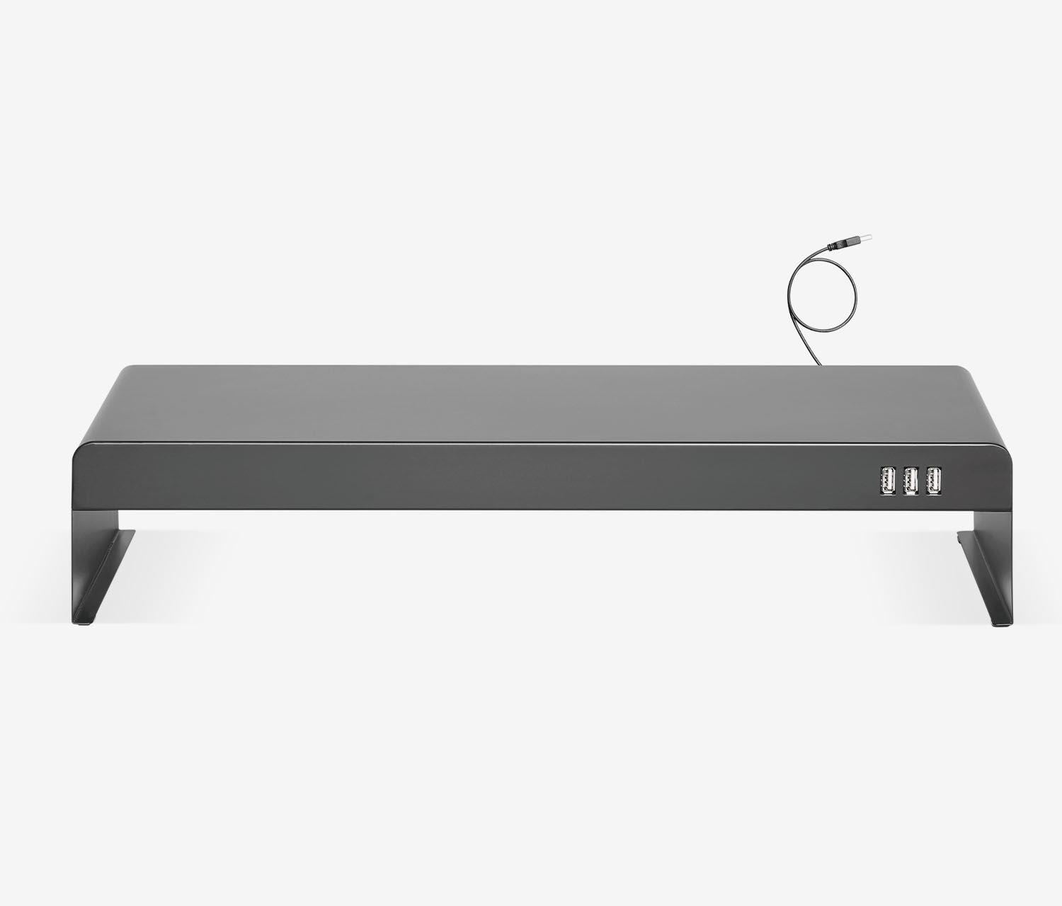 Rialzo per monitor in acciaio con hub USB triplo