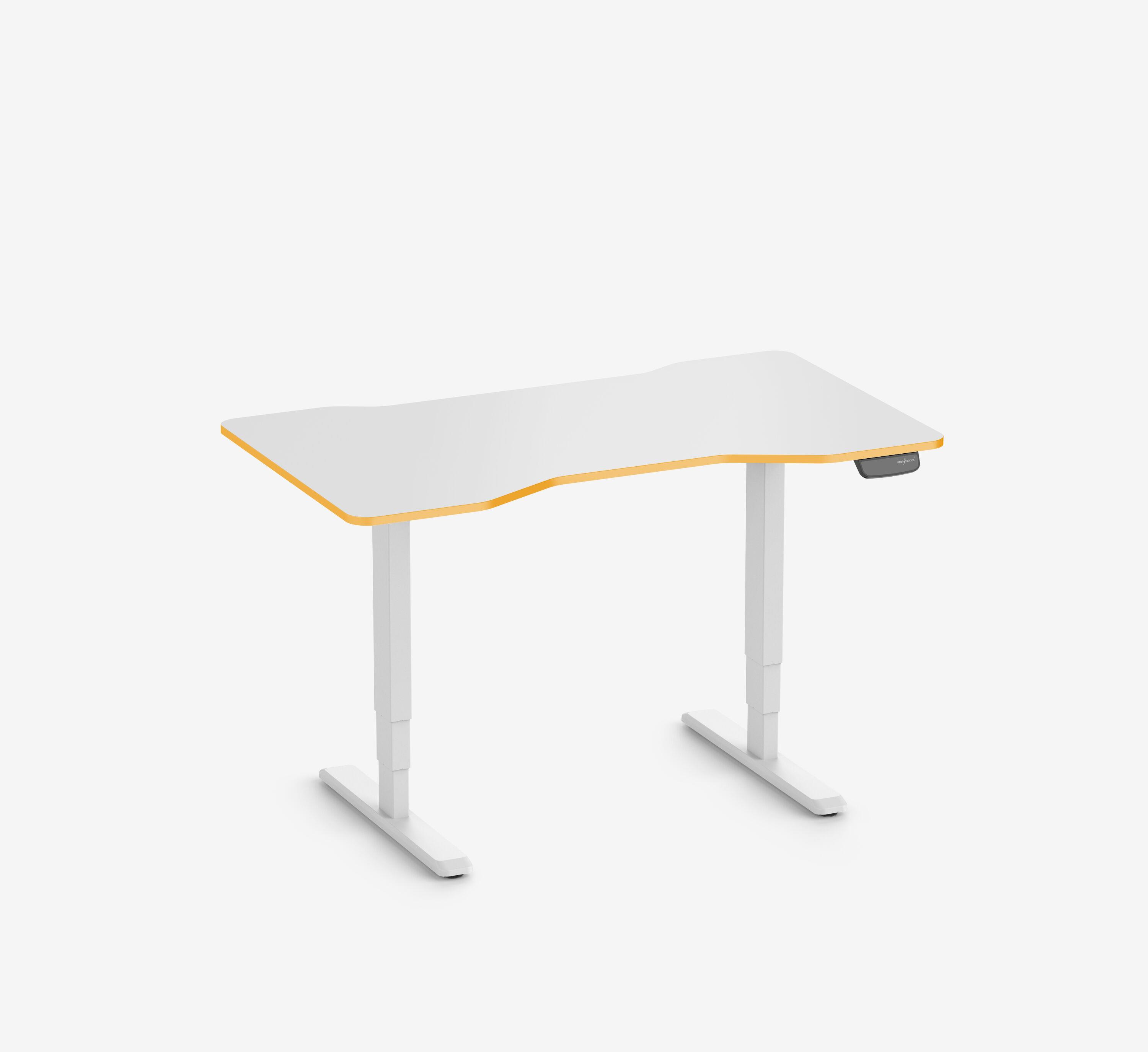 Scrivania da gaming PRIMUS - Colore: Bianco | Dimensione: 140x80 | Forma del piano: Rettangolare | Superficie: Classico | Colore bordo: Yellow Cab