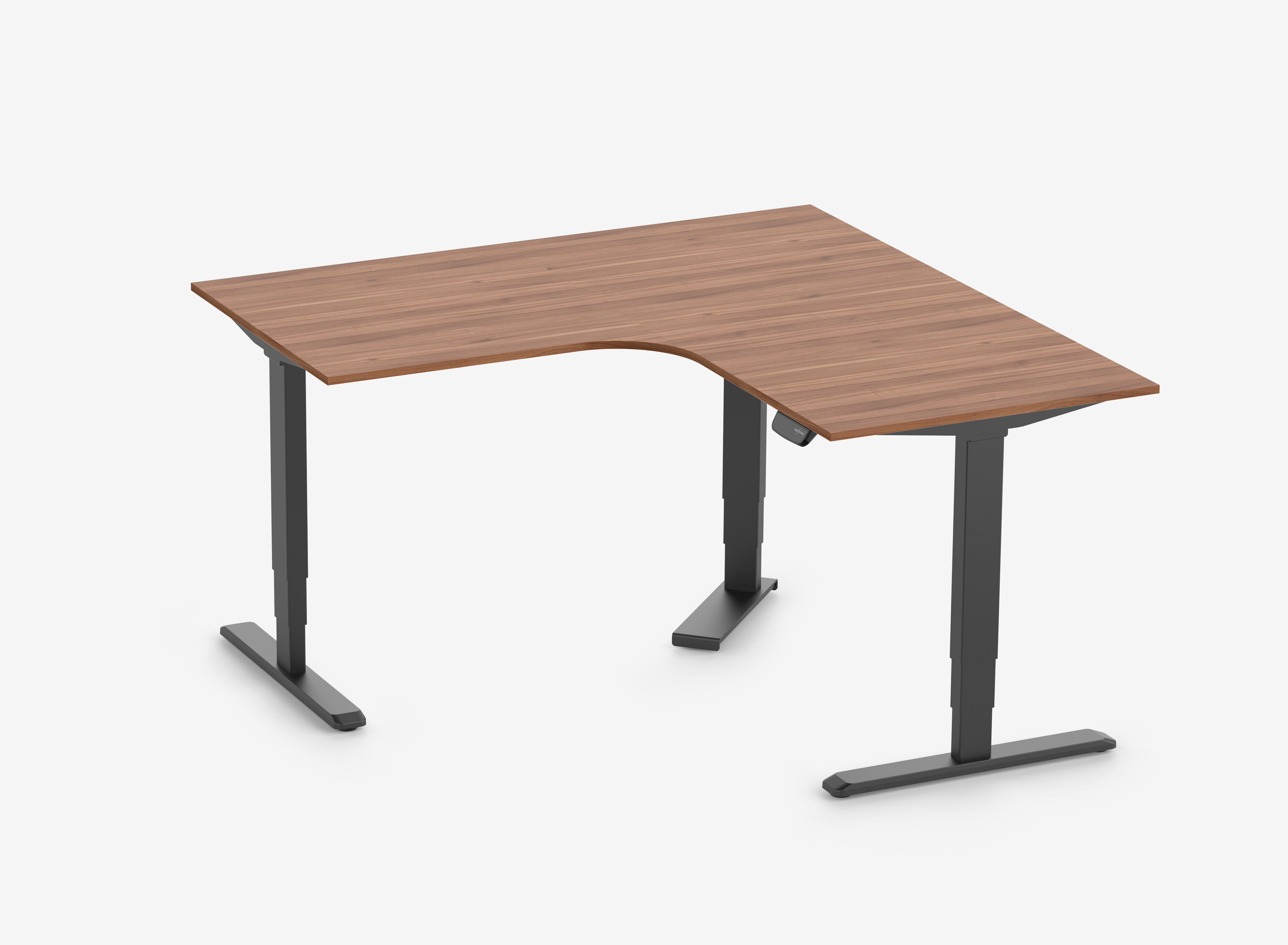 Scrivania angolare PRIMUS - Decoro: Noce | Struttura: Nero | Dimensione del piano: 160/80x160/80