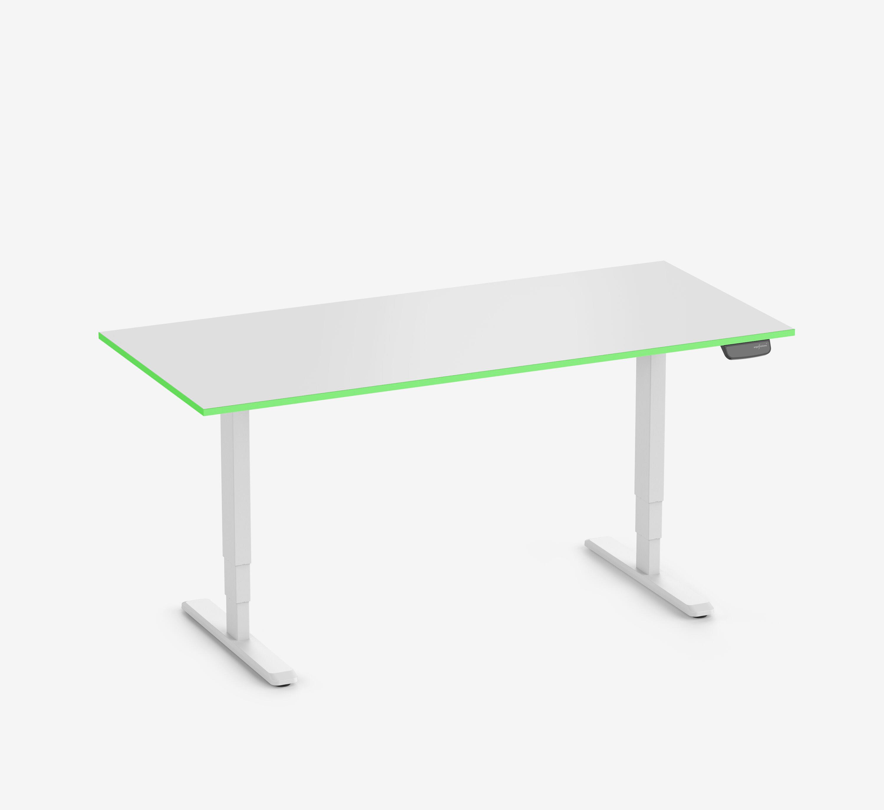 Scrivania da gaming PRIMUS - Colore: Bianco | Dimensione: 140x80 | Forma del piano: Rettangolare | Superficie: Classico | Colore bordo: Yellow Cab