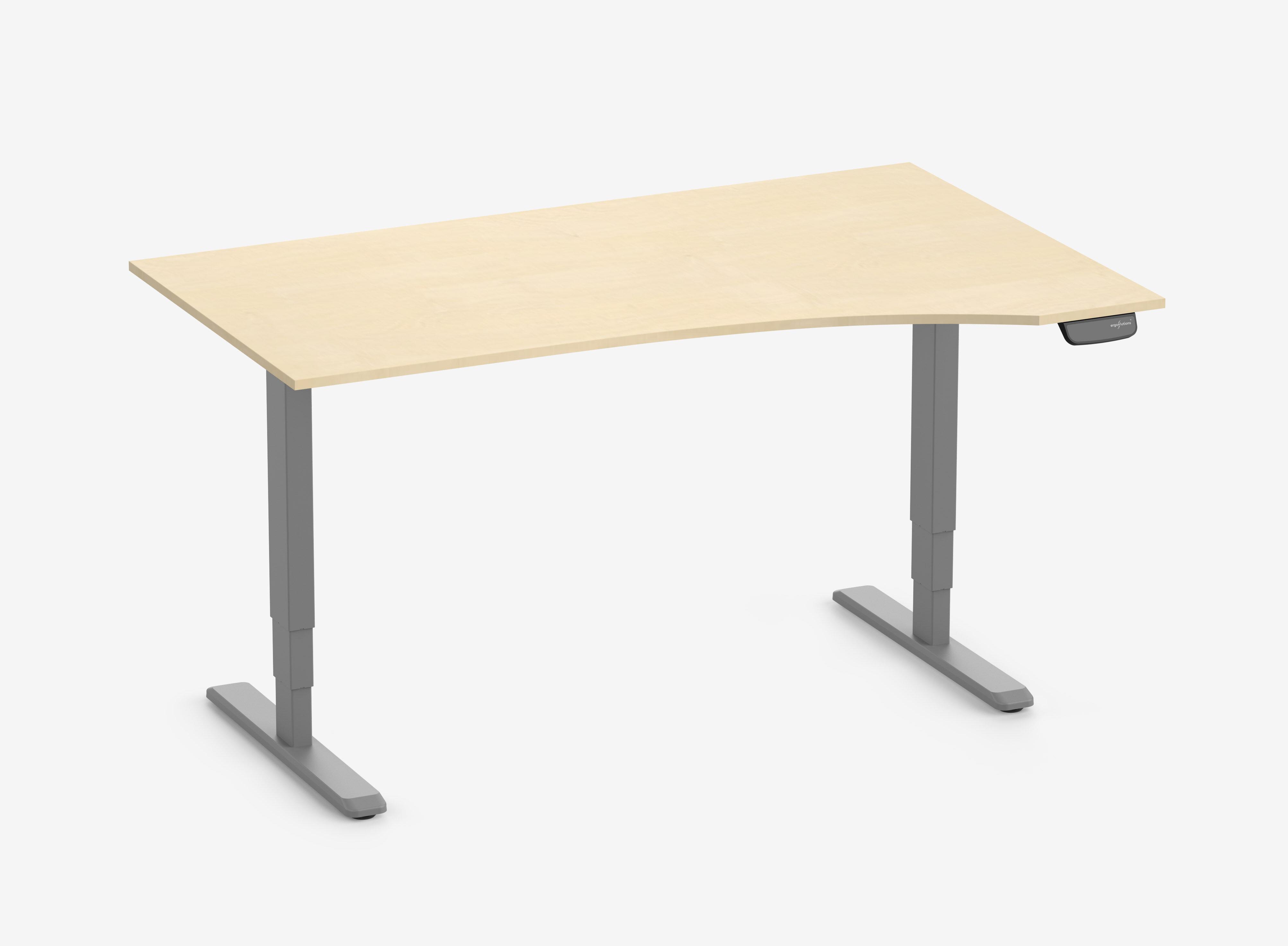 Scrivania a forma libera PRIMUS - Decoro: Betulla | Struttura: Grigio | Dimensione del piano: 160x80/100 | Orientamento: destra