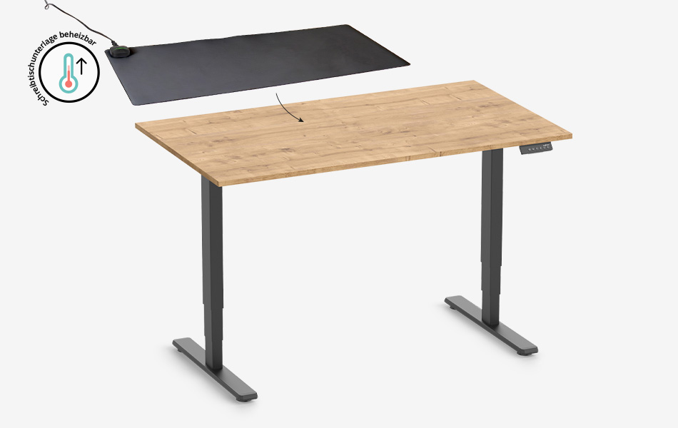 FOKUS Schreibtisch + Beheizbare Schreibtischunterlage