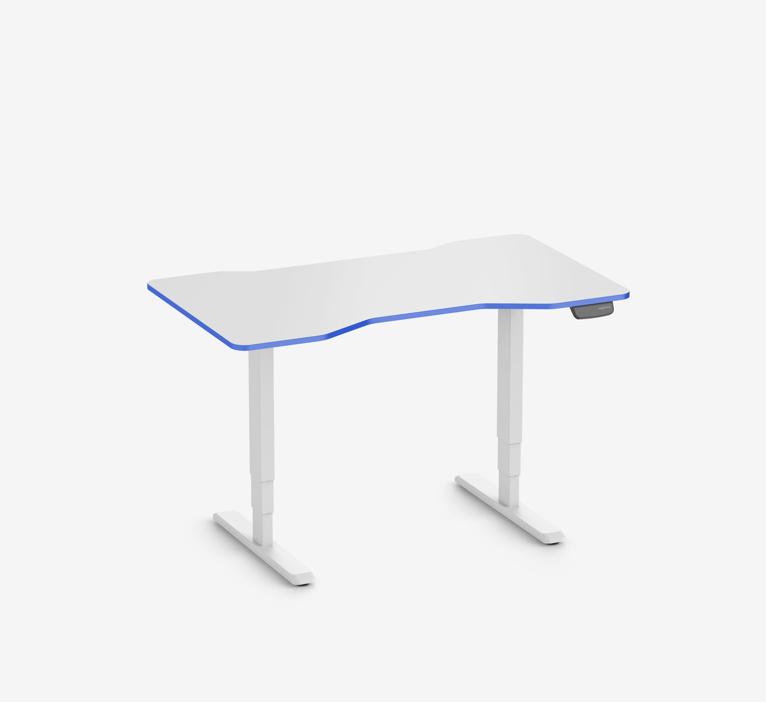 Scrivania da gaming PRIMUS - Colore: Bianco | Dimensione: 140x80 | Forma del piano: Rettangolare | Superficie: Classico | Colore bordo: Yellow Cab