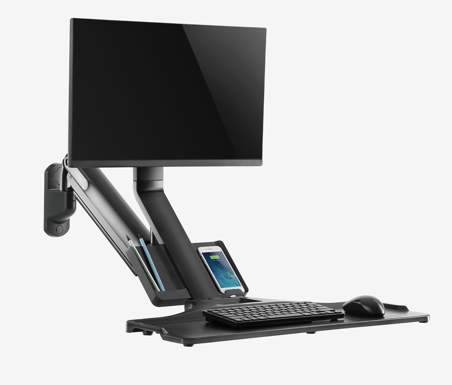 Postazione di lavoro a parete regolabile in altezza