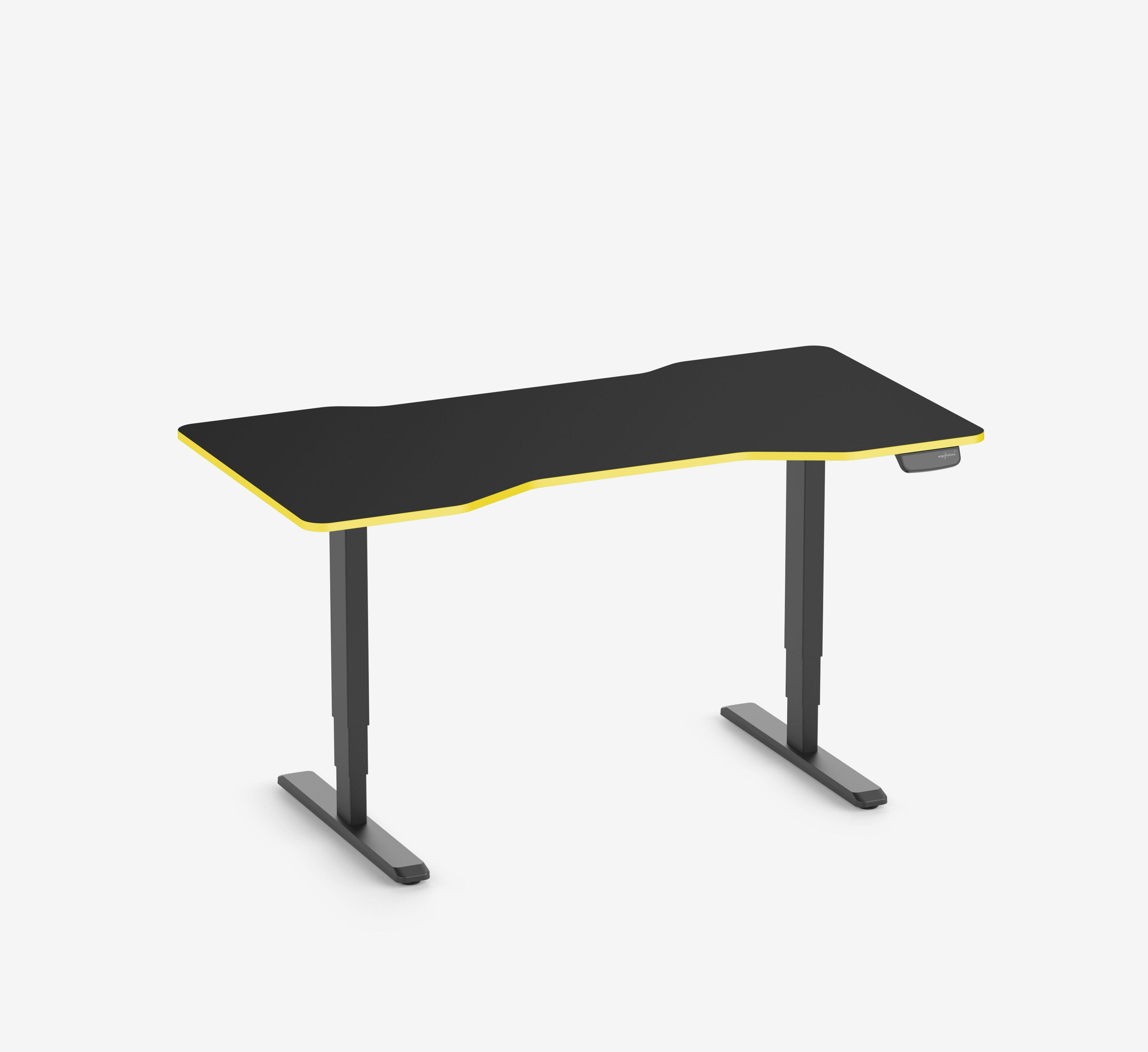 Scrivania da gaming PRIMUS - Colore: Bianco | Dimensione: 140x80 | Forma del piano: Rettangolare | Superficie: Classico | Colore bordo: Yellow Cab