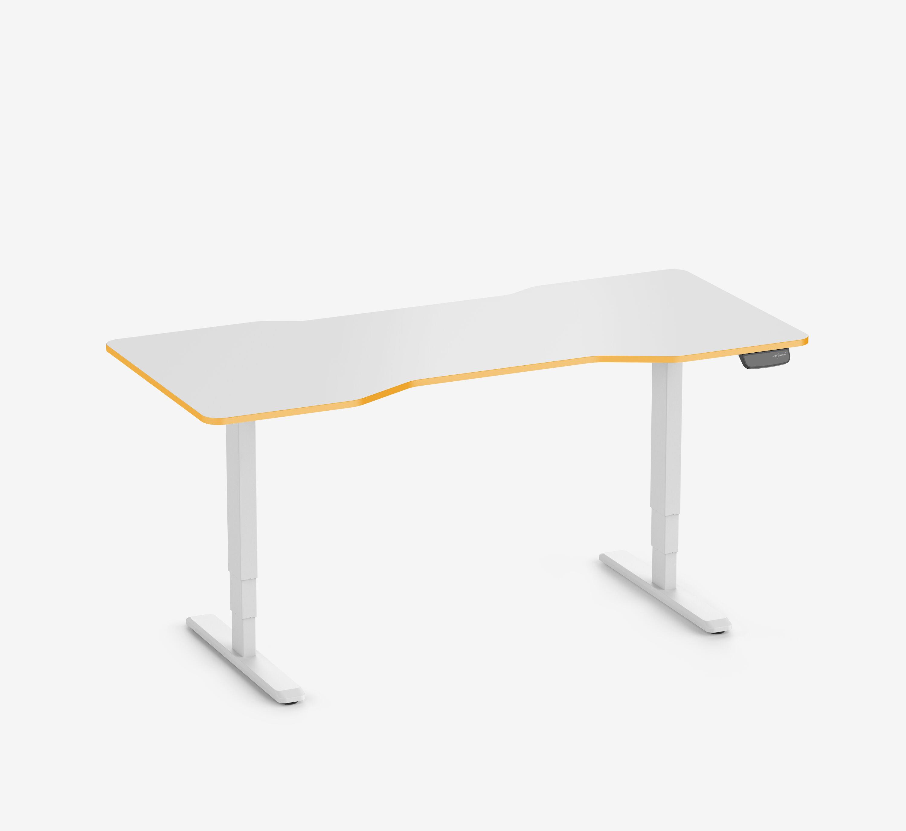 Scrivania da gaming PRIMUS - Colore: Bianco | Dimensione: 140x80 | Forma del piano: Rettangolare | Superficie: Classico | Colore bordo: Yellow Cab