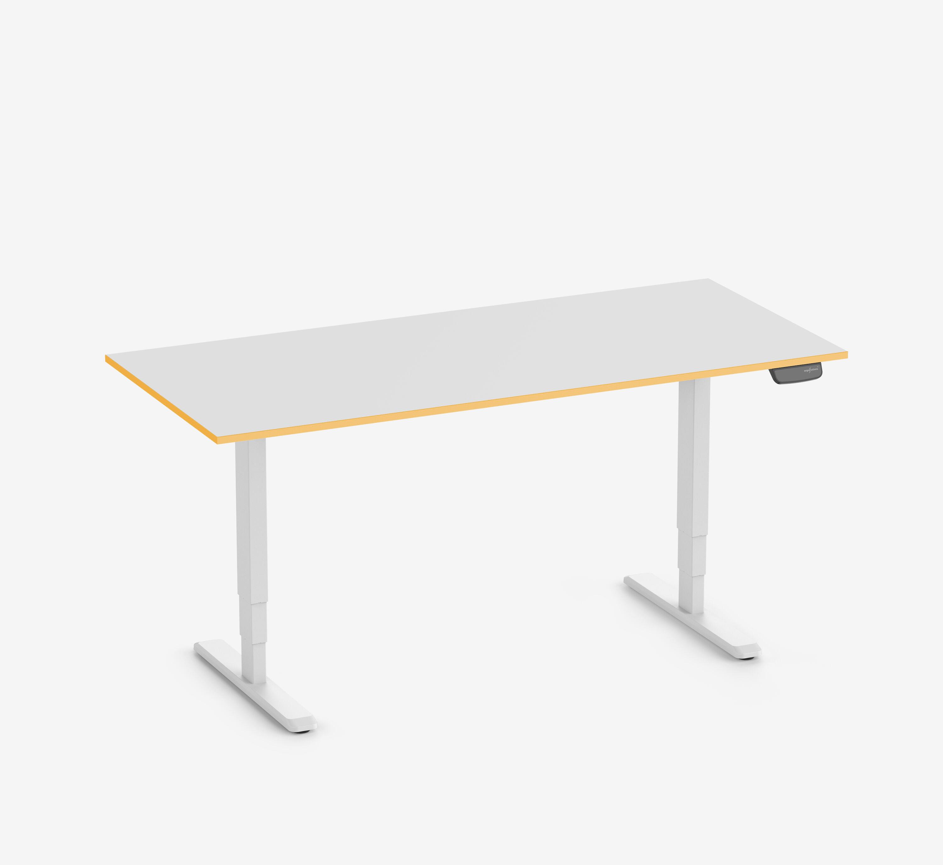 Scrivania da gaming PRIMUS - Colore: Bianco | Dimensione: 140x80 | Forma del piano: Rettangolare | Superficie: Classico | Colore bordo: Yellow Cab