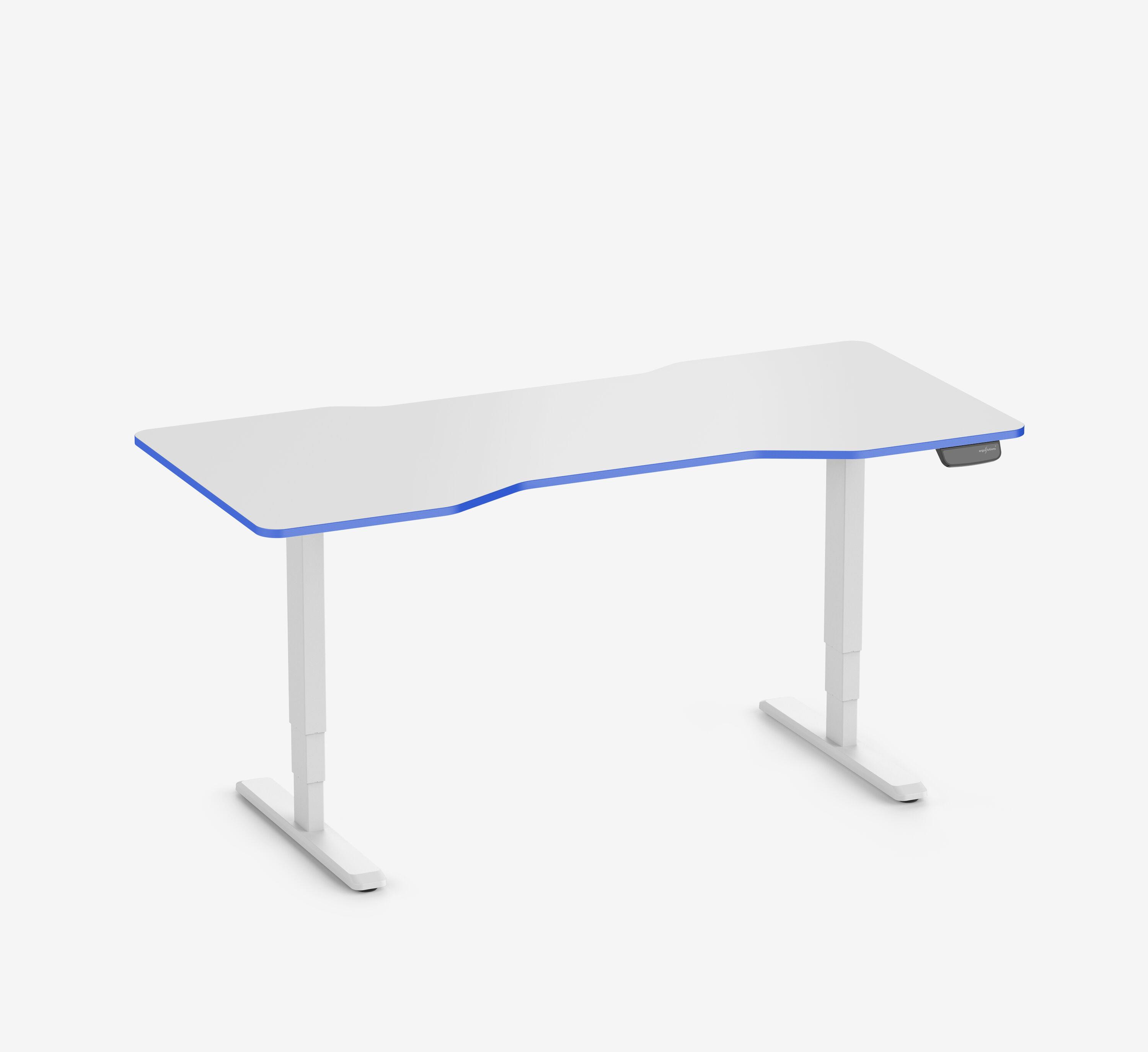 Scrivania da gaming PRIMUS - Colore: Bianco | Dimensione: 140x80 | Forma del piano: Rettangolare | Superficie: Classico | Colore bordo: Yellow Cab