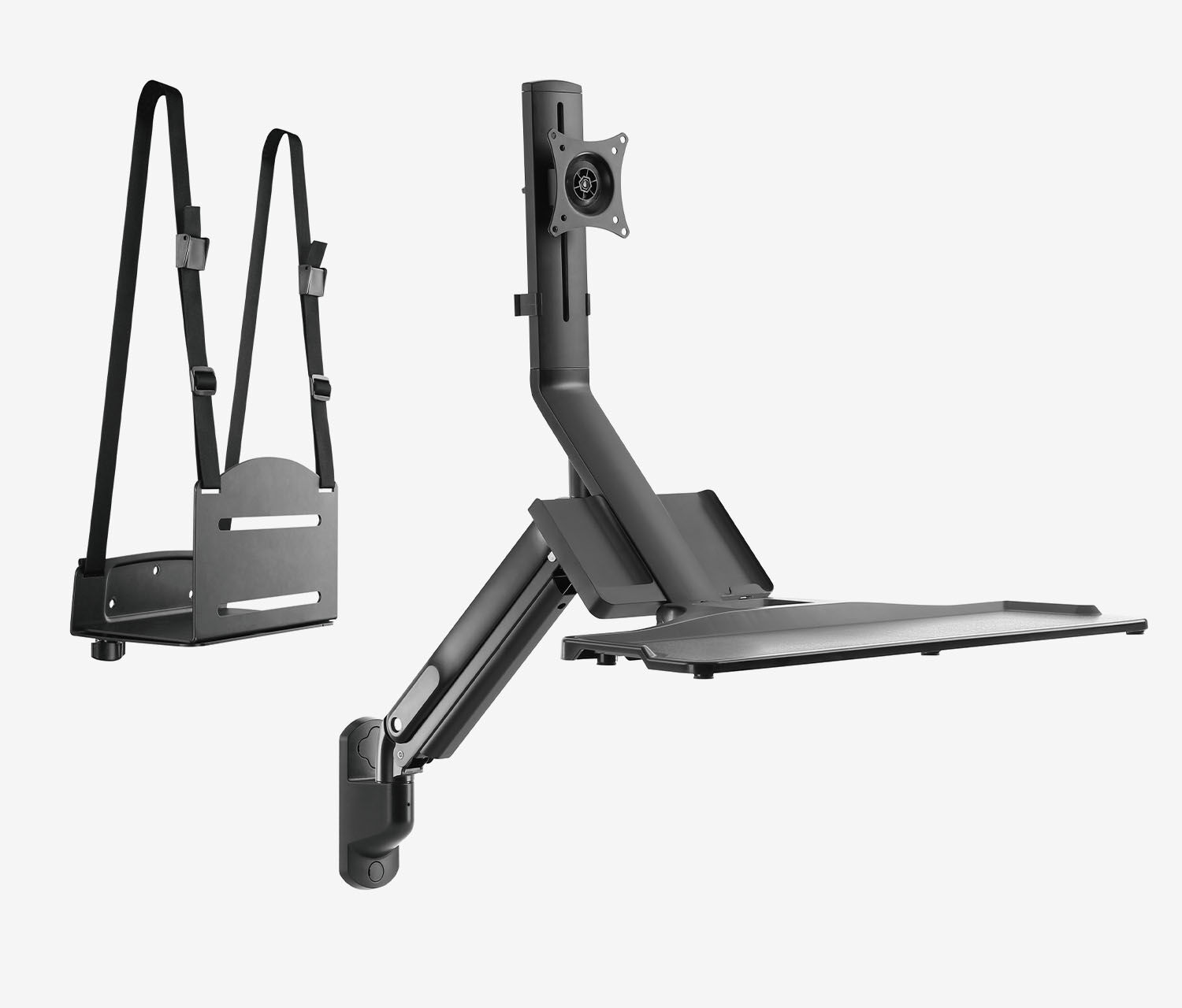 Postazione di lavoro a parete regolabile in altezza