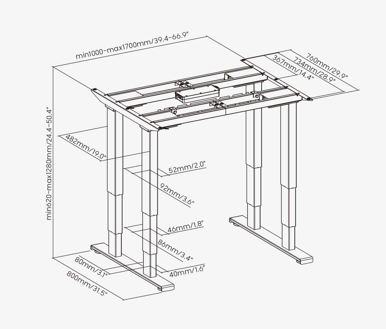 Telaio per tavolo PRIMUS carichi pesanti