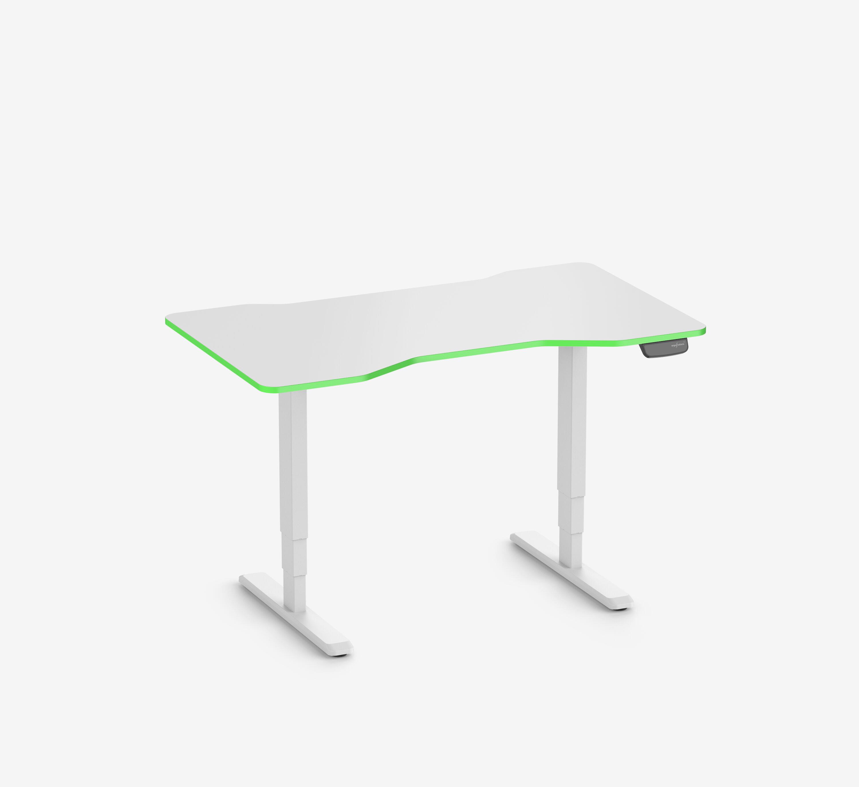 Scrivania da gaming PRIMUS - Colore: Bianco | Dimensione: 140x80 | Forma del piano: Rettangolare | Superficie: Classico | Colore bordo: Yellow Cab