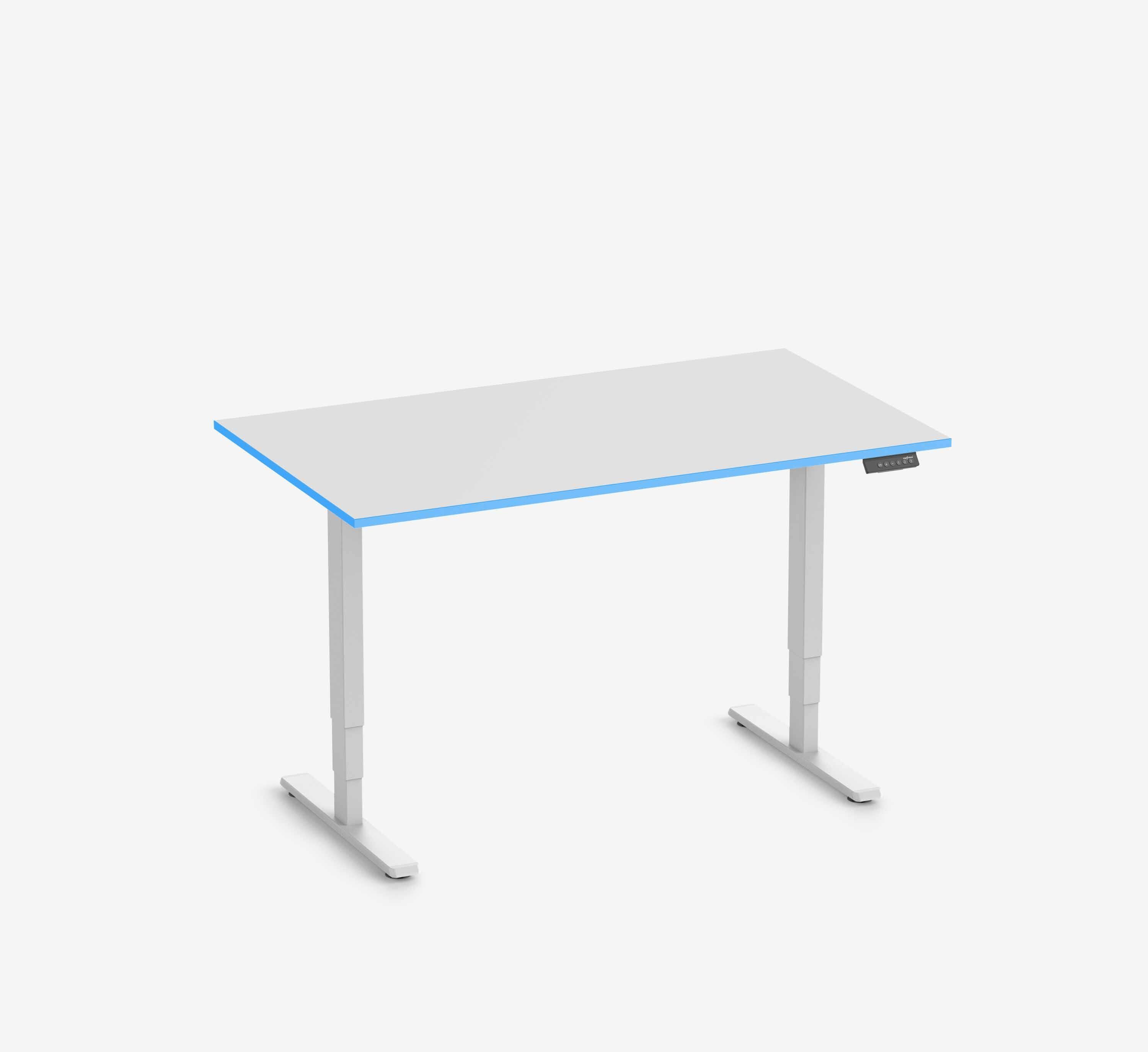 Scrivania da gaming FOKUS - Colore: Bianco | Forma del piano: Rettangolare | Dimensione: 140x80 | Colore bordo: Ocean