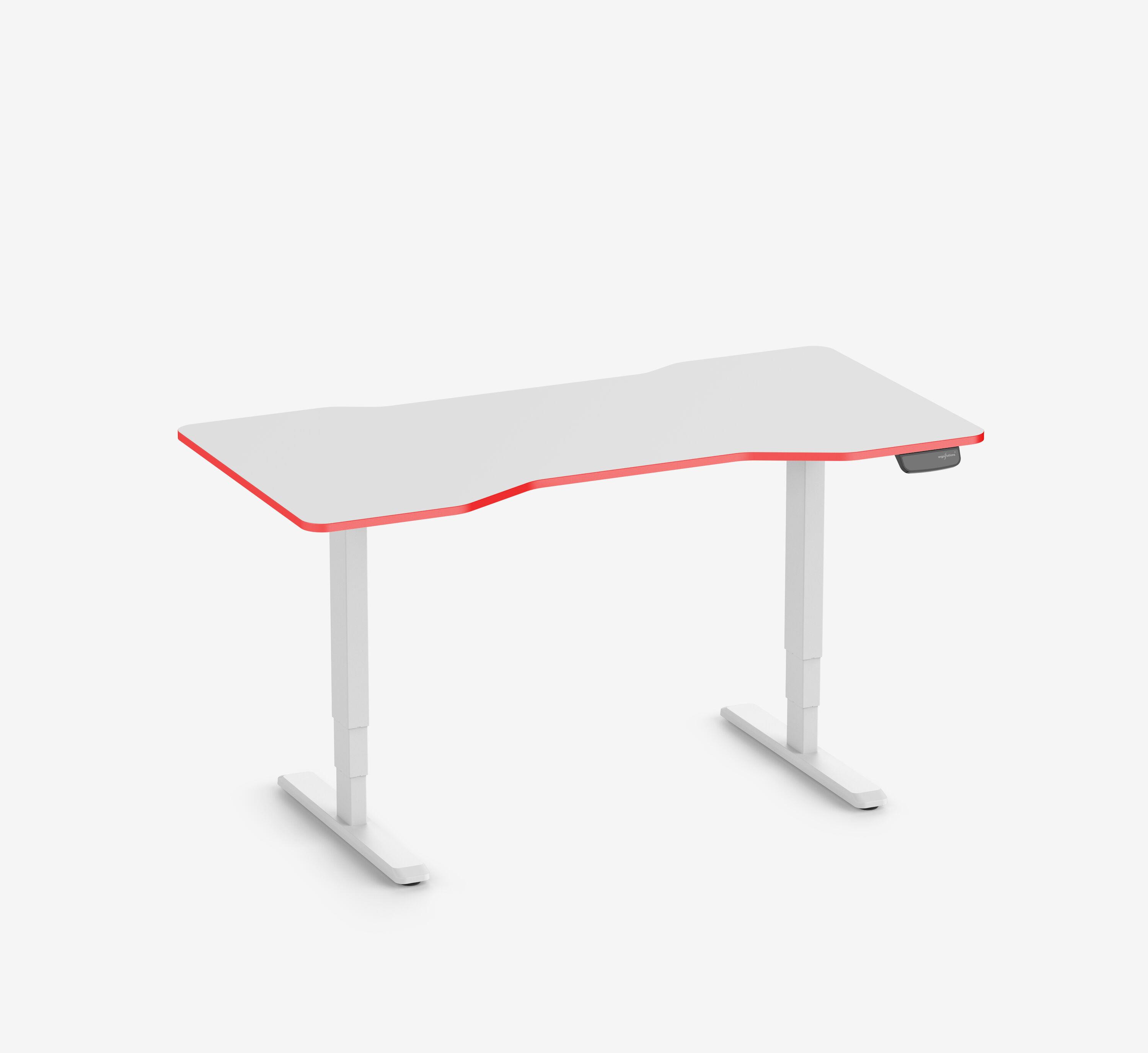 Scrivania da gaming PRIMUS - Colore: Bianco | Dimensione: 140x80 | Forma del piano: Rettangolare | Superficie: Classico | Colore bordo: Yellow Cab