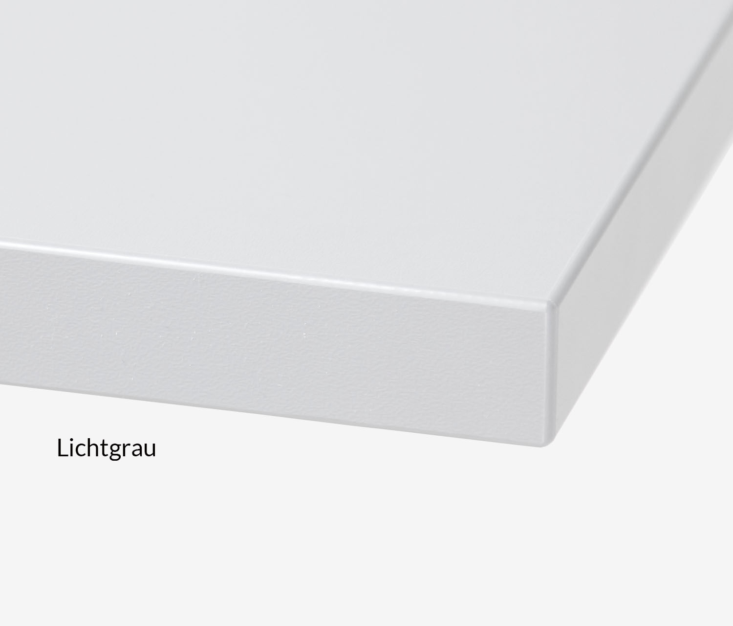 Freiform Tischplatte Melamin Dekor Lichtgrau, 1600 x 800/1000 x 25 mm