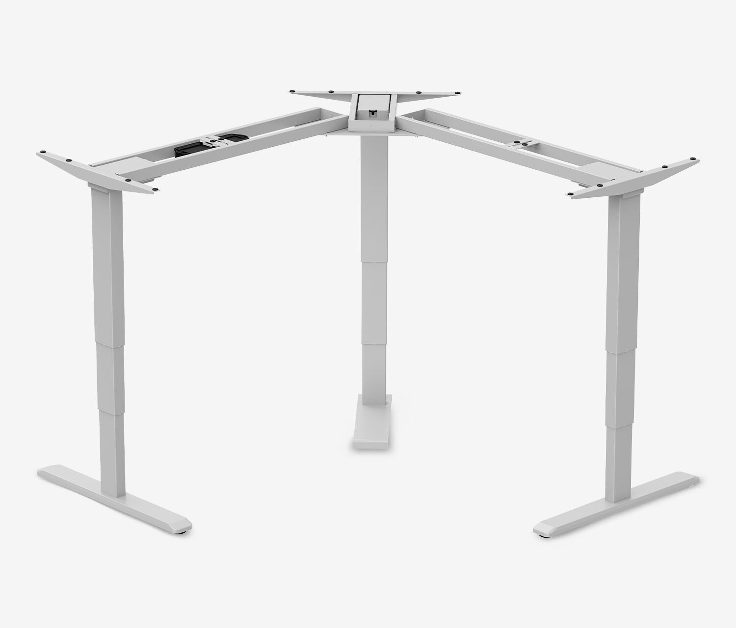 PRIMUS Eckschreibtisch, Gestell Grau, Tischplatte 1600/800 x 1600/800 x 25 mm Lichtgrau