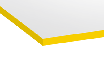 Scrivania da gaming FOKUS - Dimensione: 140x80 | Colore: Bianco | Forma del piano: Rettangolare | Colore bordo: Yellow Cab