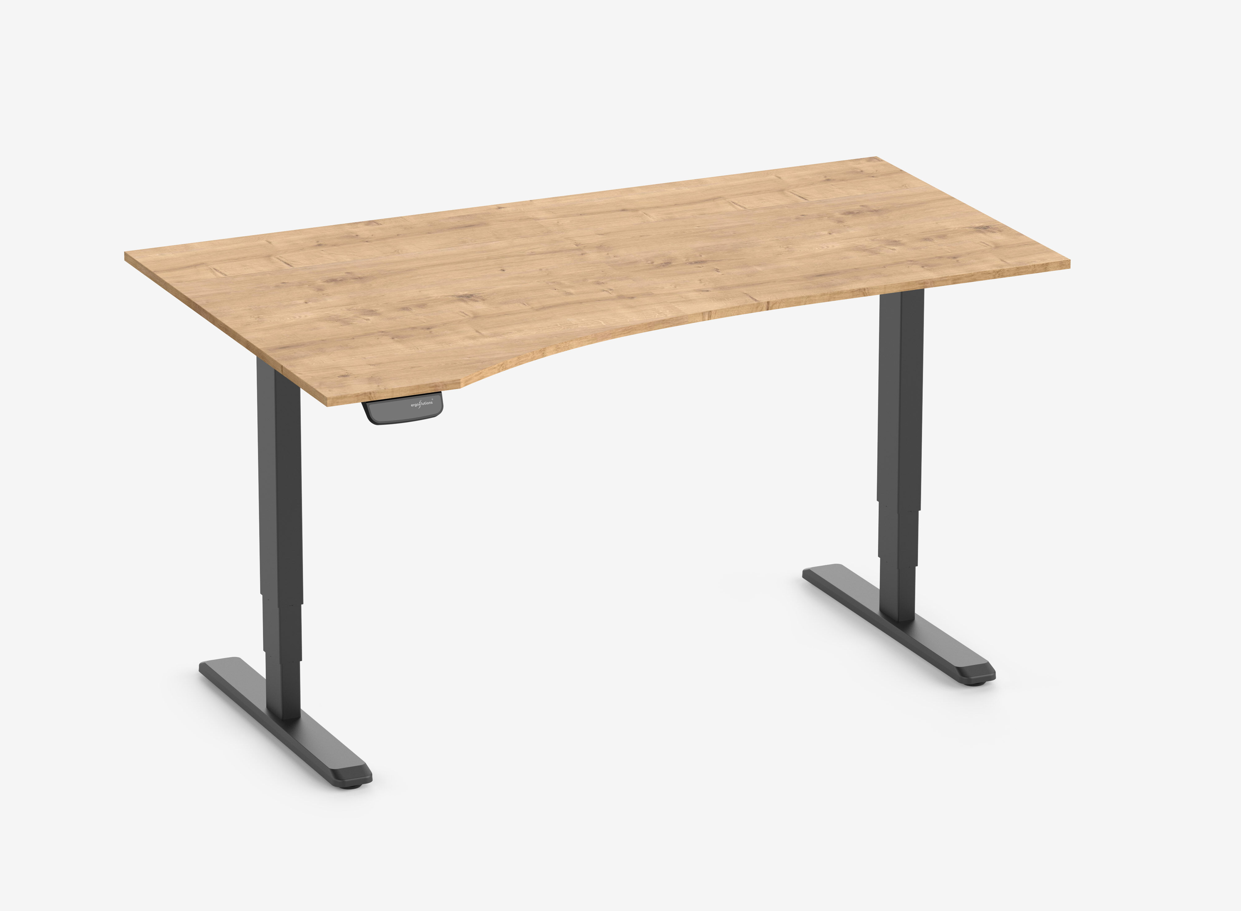 Scrivania a forma libera PRIMUS - Decoro: Rovere | Dimensione del piano: 160x80/100 | Orientamento: sinistra | Struttura: Nero