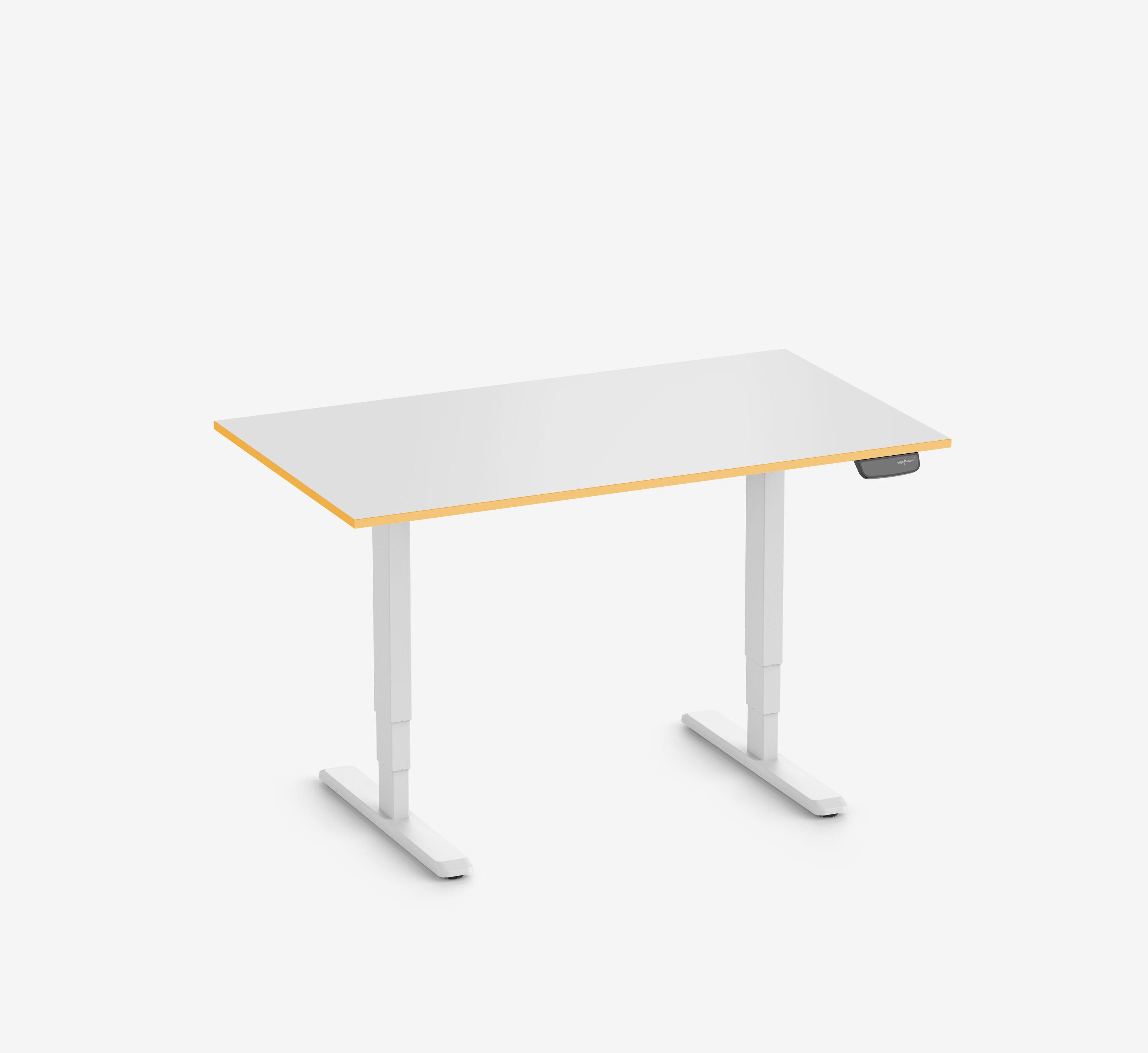 Scrivania da gaming PRIMUS - Colore: Bianco | Dimensione: 140x80 | Forma del piano: Rettangolare | Superficie: Classico | Colore bordo: Yellow Cab