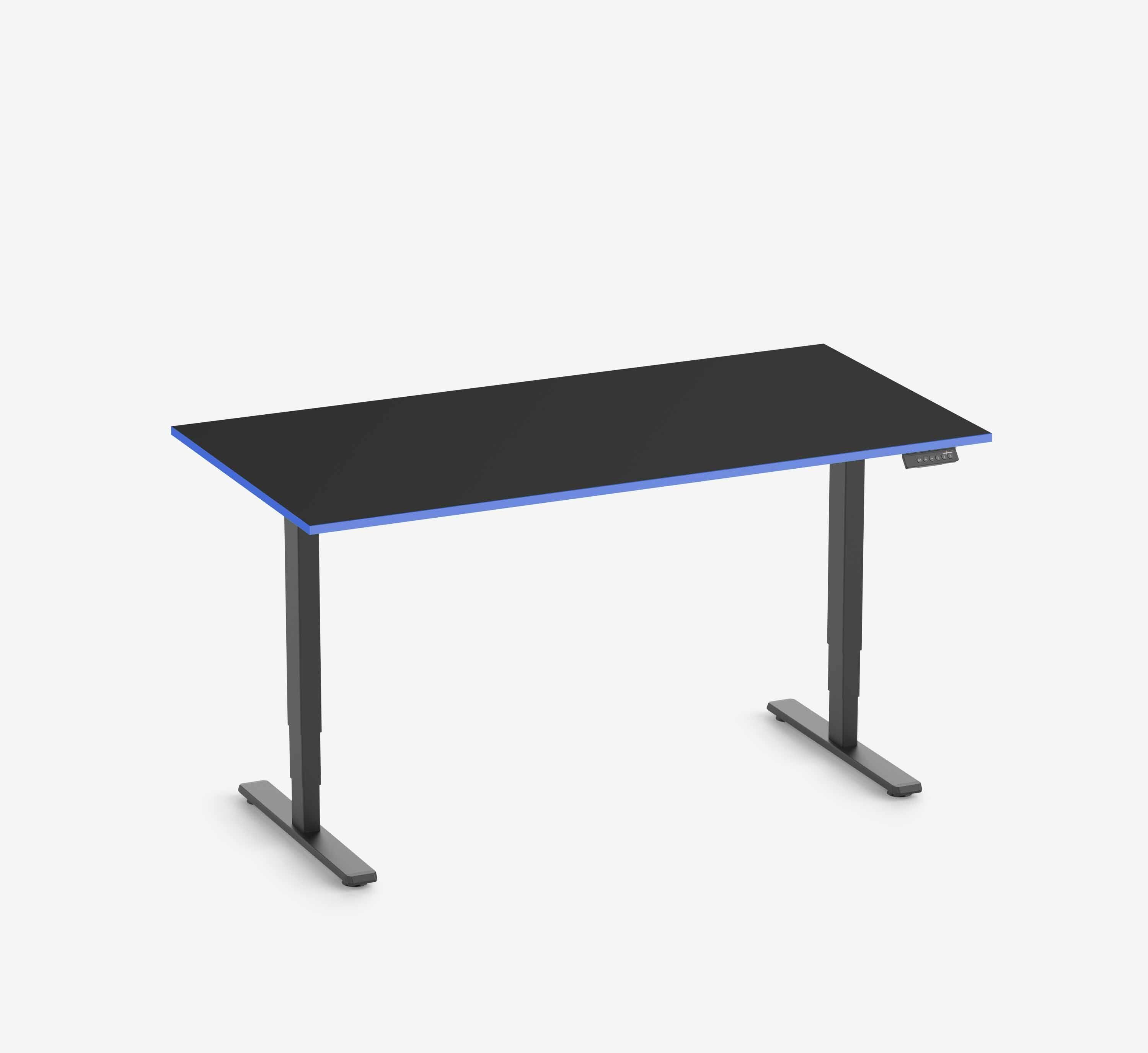 Scrivania da gaming FOKUS - Colore: Nero | Colore bordo: Royal Blue | Forma del piano: Rettangolare | Dimensione: 140x80