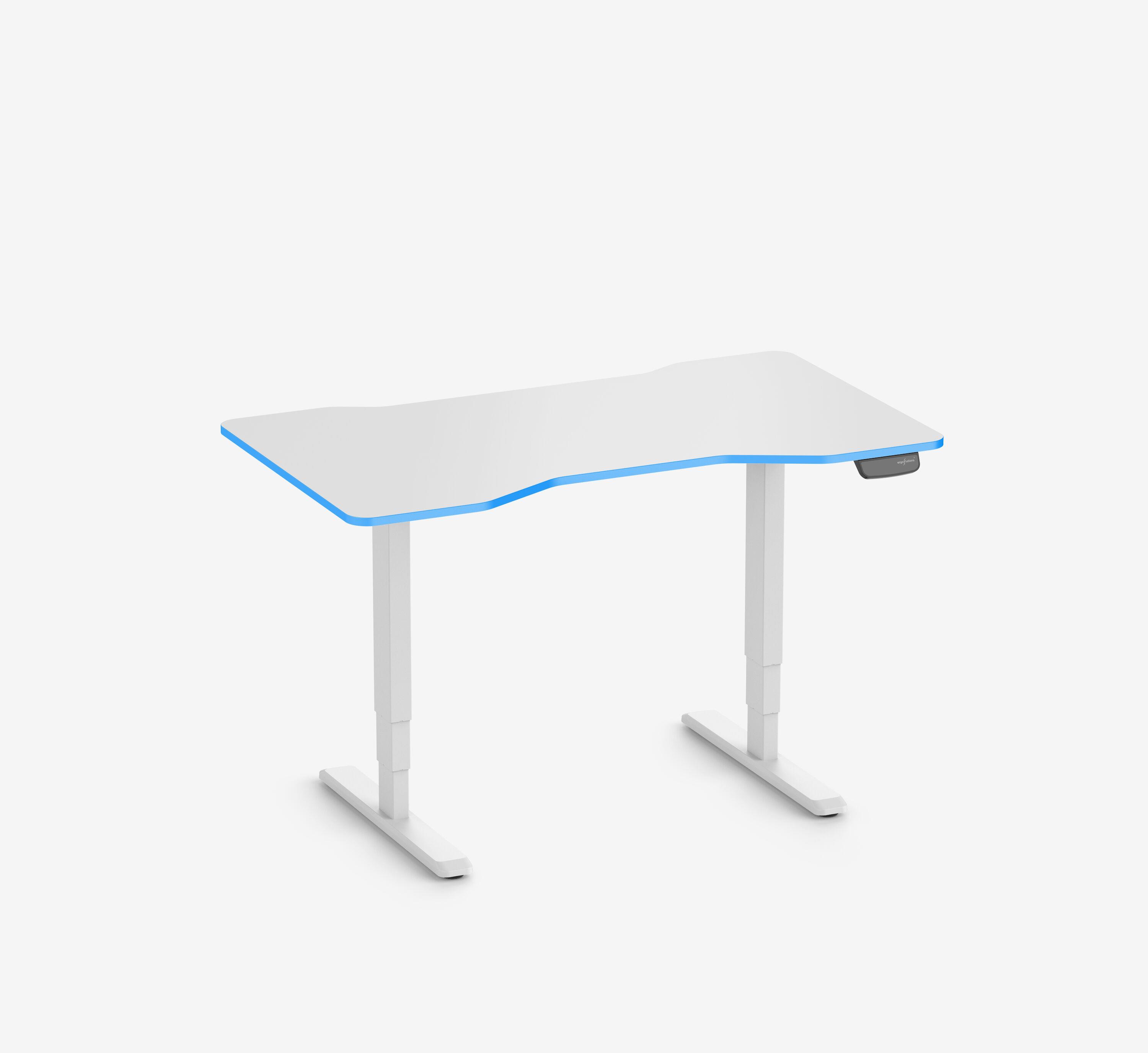 Scrivania da gaming PRIMUS - Colore: Bianco | Dimensione: 140x80 | Forma del piano: Rettangolare | Superficie: Classico | Colore bordo: Yellow Cab