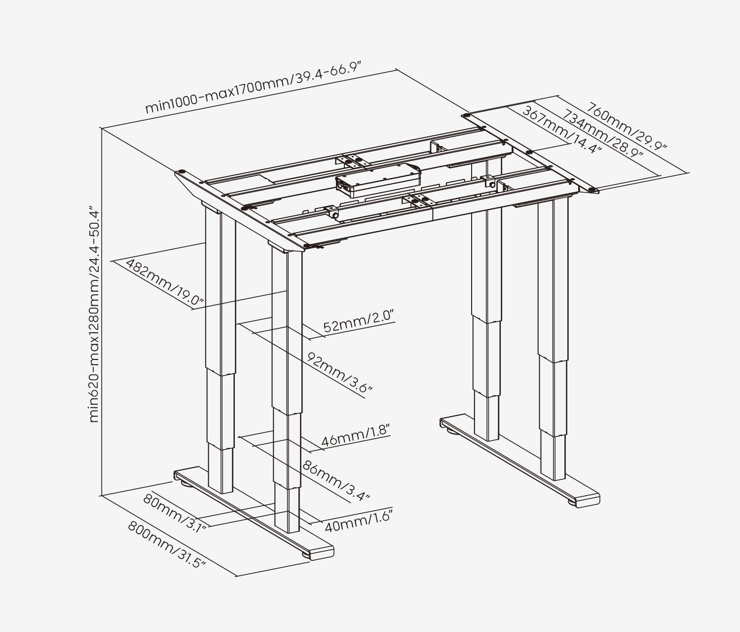 Telaio per tavolo PRIMUS carichi pesanti - Colore: Grigio