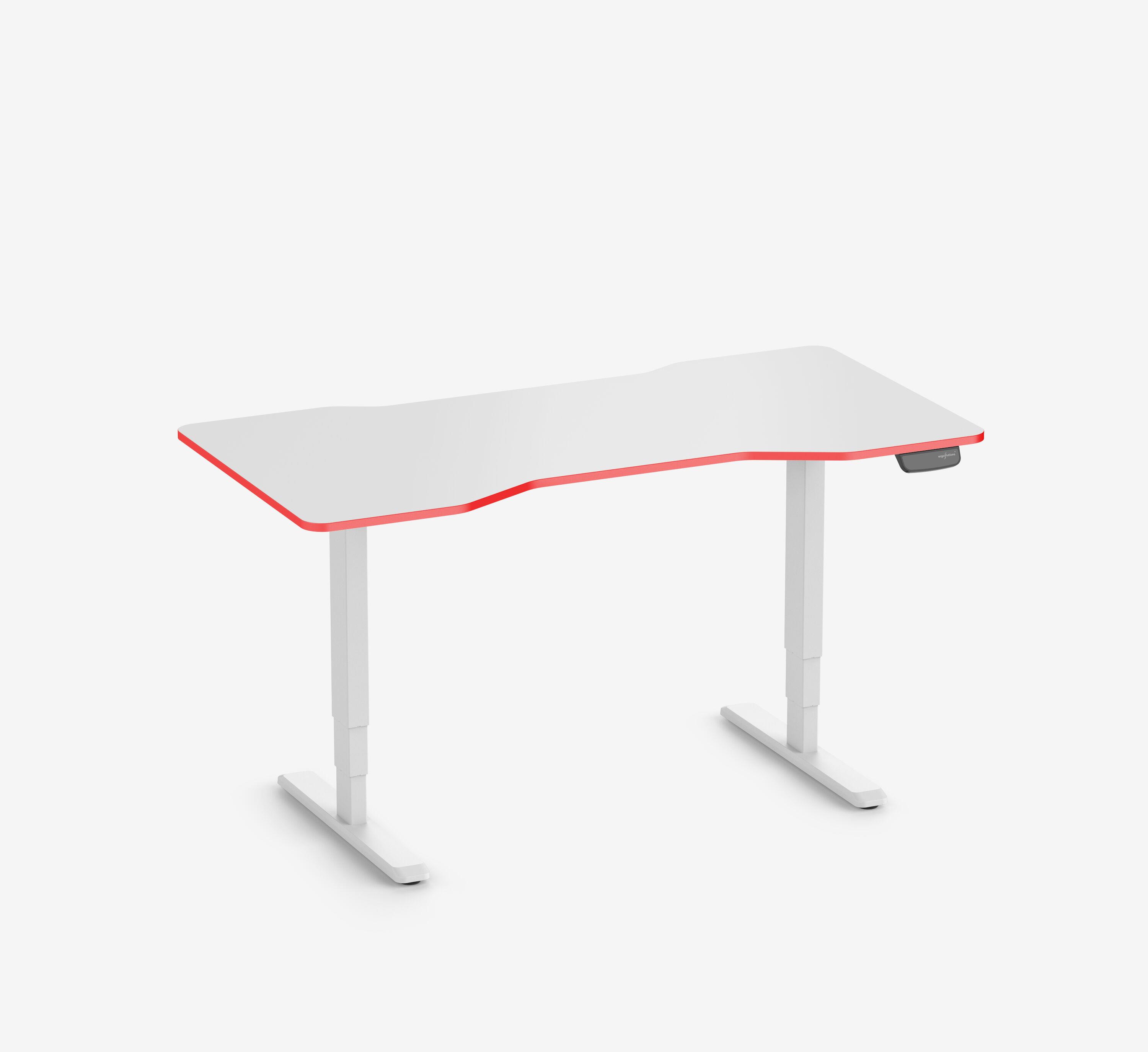 Scrivania da gaming PRIMUS - Colore: Bianco | Dimensione: 140x80 | Forma del piano: Rettangolare | Superficie: Classico | Colore bordo: Yellow Cab