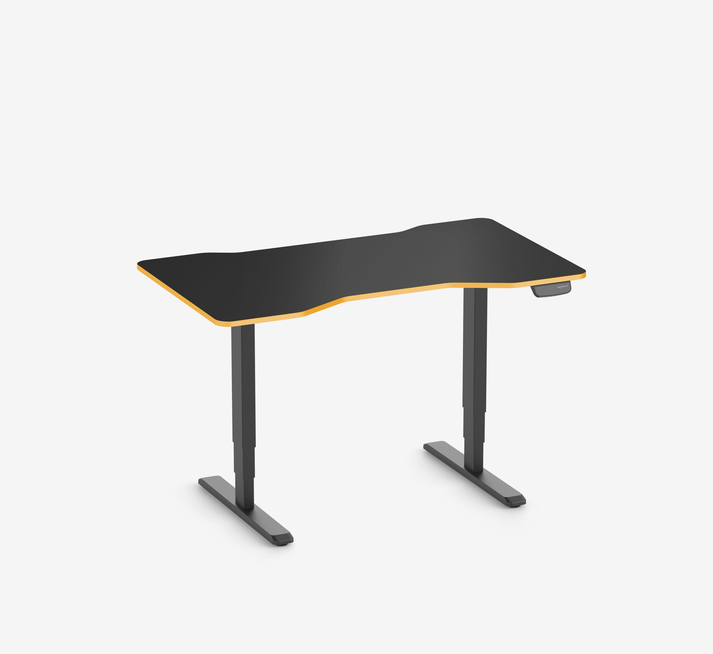 Scrivania da gaming PRIMUS - Colore: Bianco | Dimensione: 140x80 | Forma del piano: Rettangolare | Superficie: Classico | Colore bordo: Yellow Cab