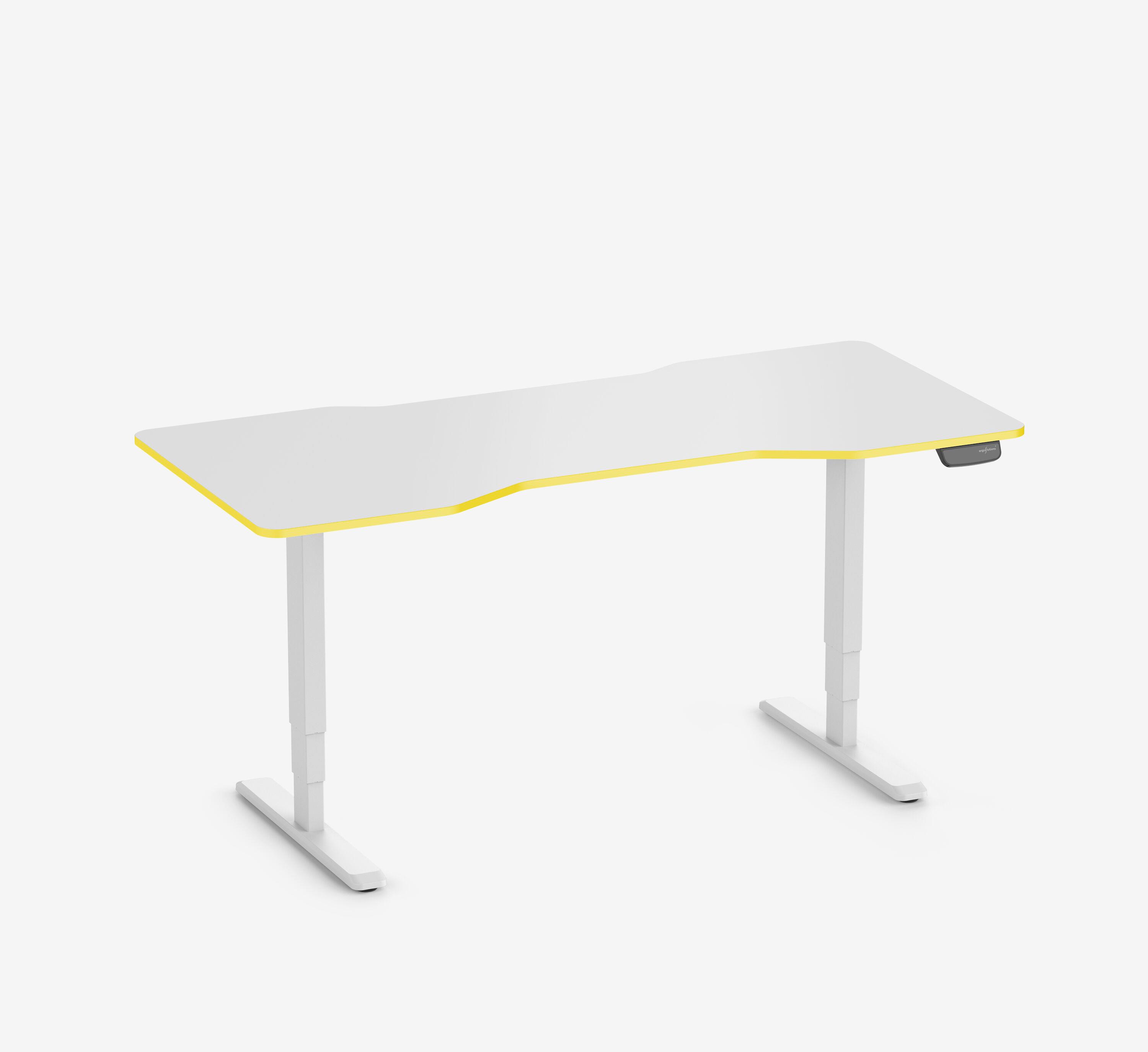 Scrivania da gaming PRIMUS - Colore: Bianco | Dimensione: 140x80 | Forma del piano: Rettangolare | Superficie: Classico | Colore bordo: Yellow Cab