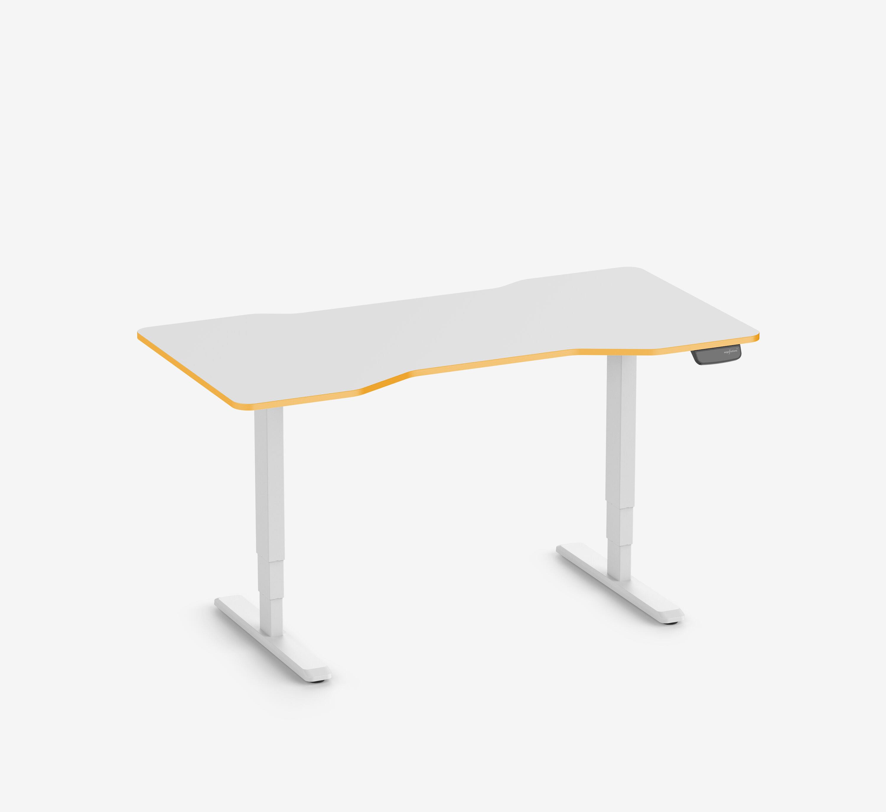 Scrivania da gaming PRIMUS - Colore: Bianco | Dimensione: 140x80 | Forma del piano: Rettangolare | Superficie: Classico | Colore bordo: Yellow Cab